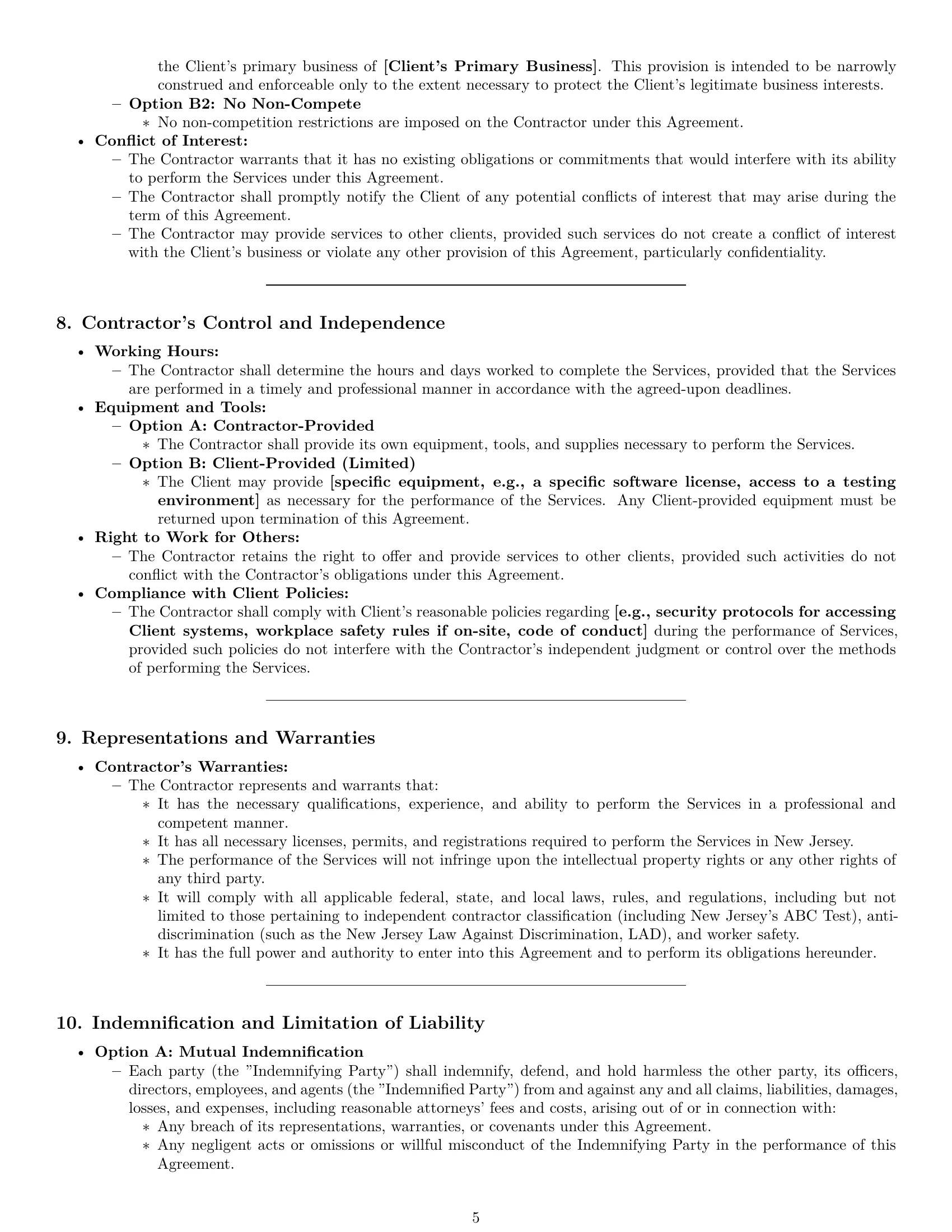 Preview page 5 of Pro New Jersey independent contractor agreement template