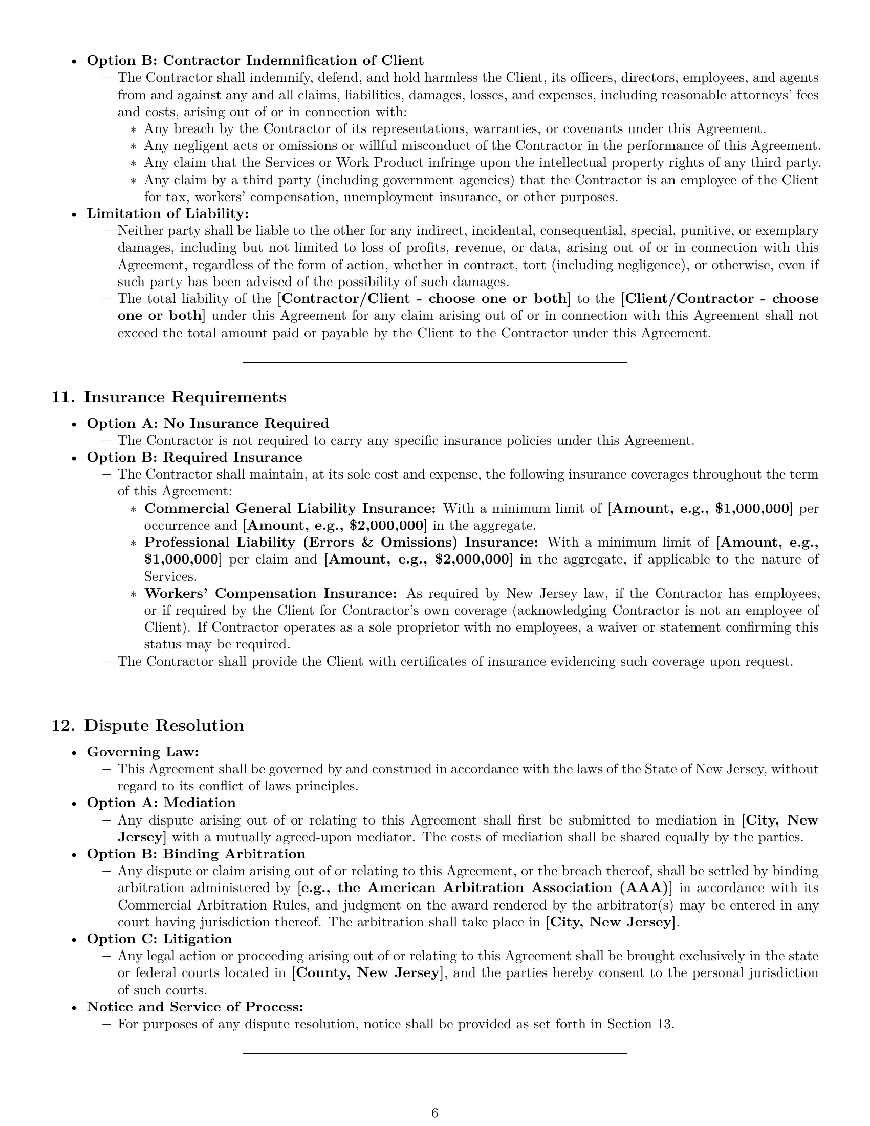 Preview page 6 of Pro New Jersey independent contractor agreement template