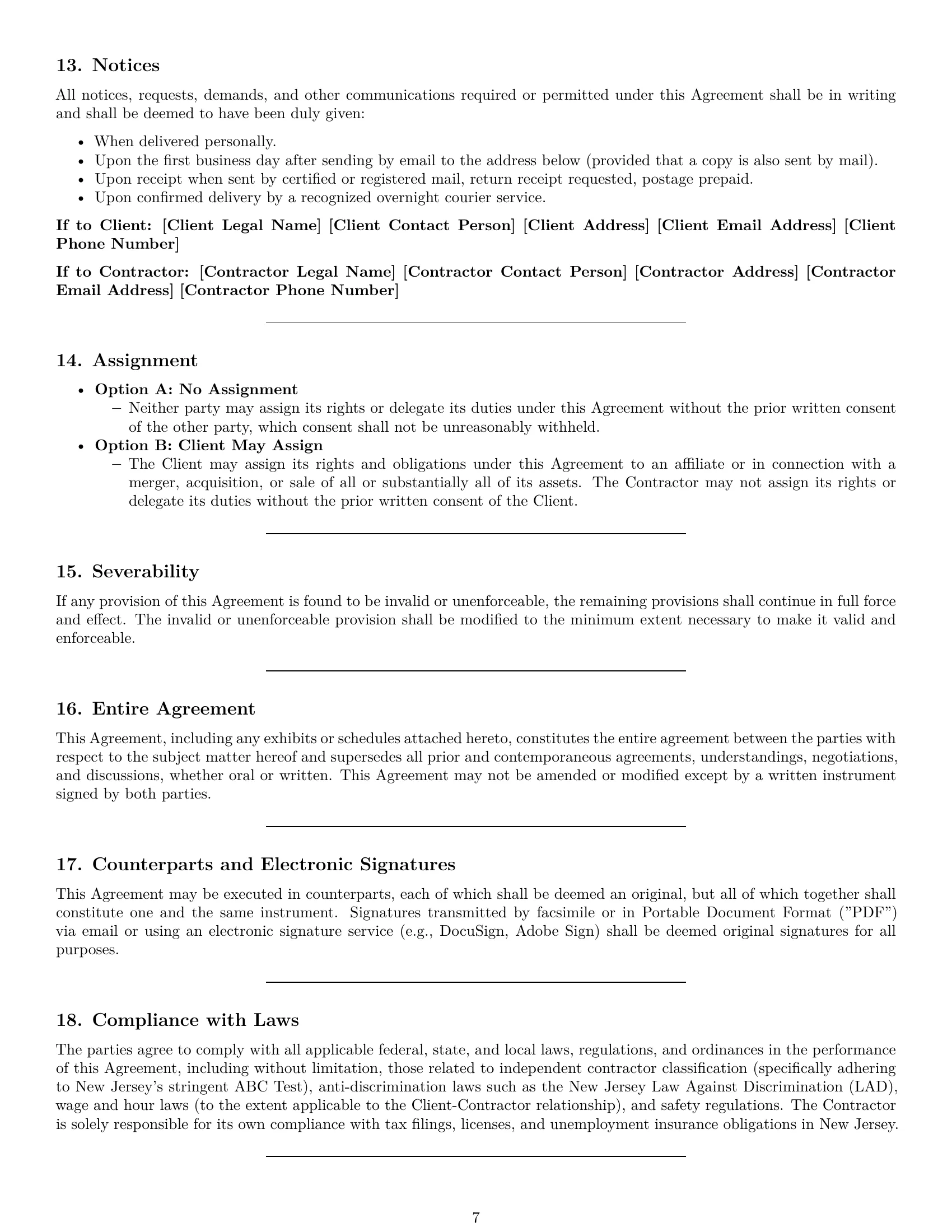 Preview page 7 of Pro New Jersey independent contractor agreement template