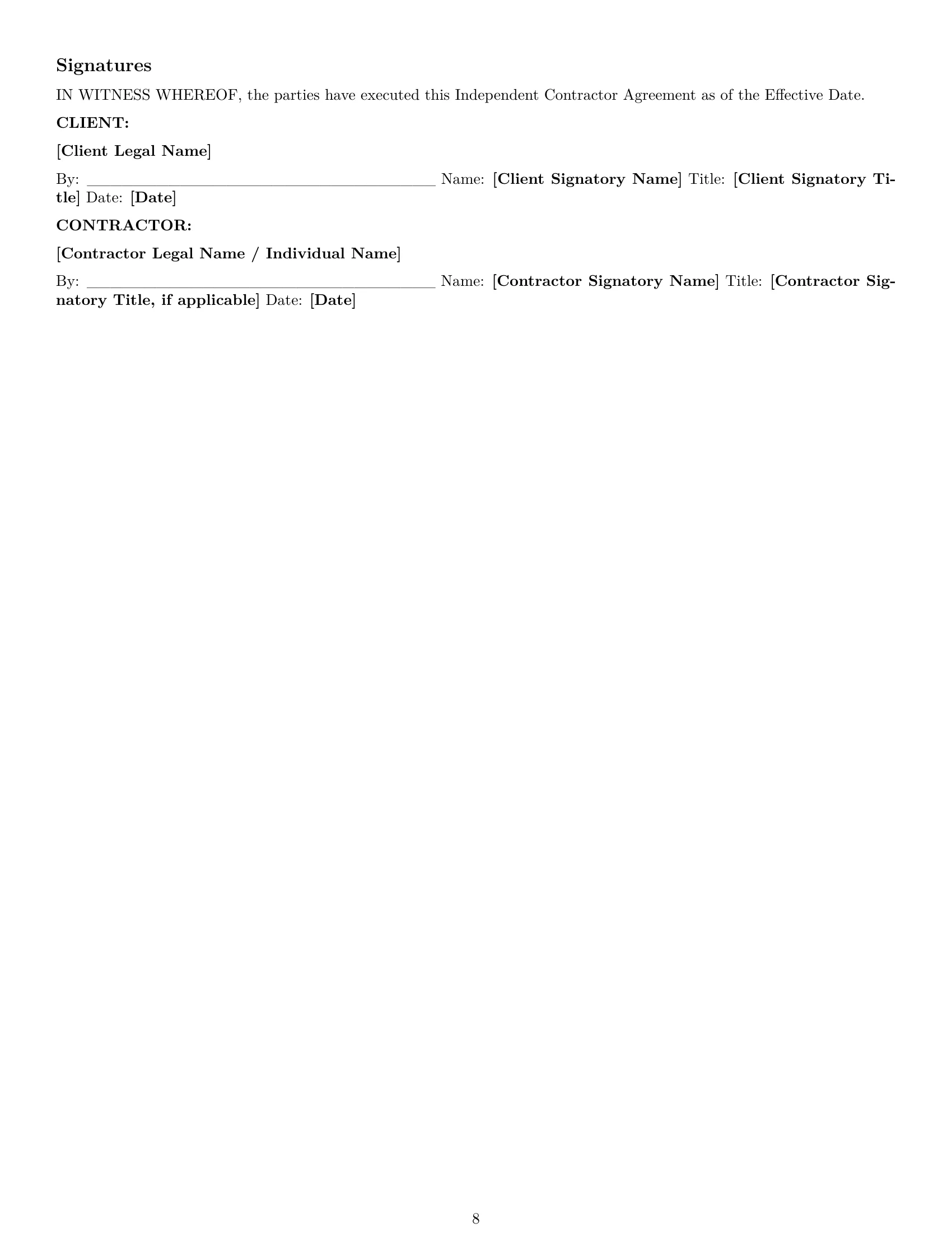 Preview page 8 of Pro New Jersey independent contractor agreement template