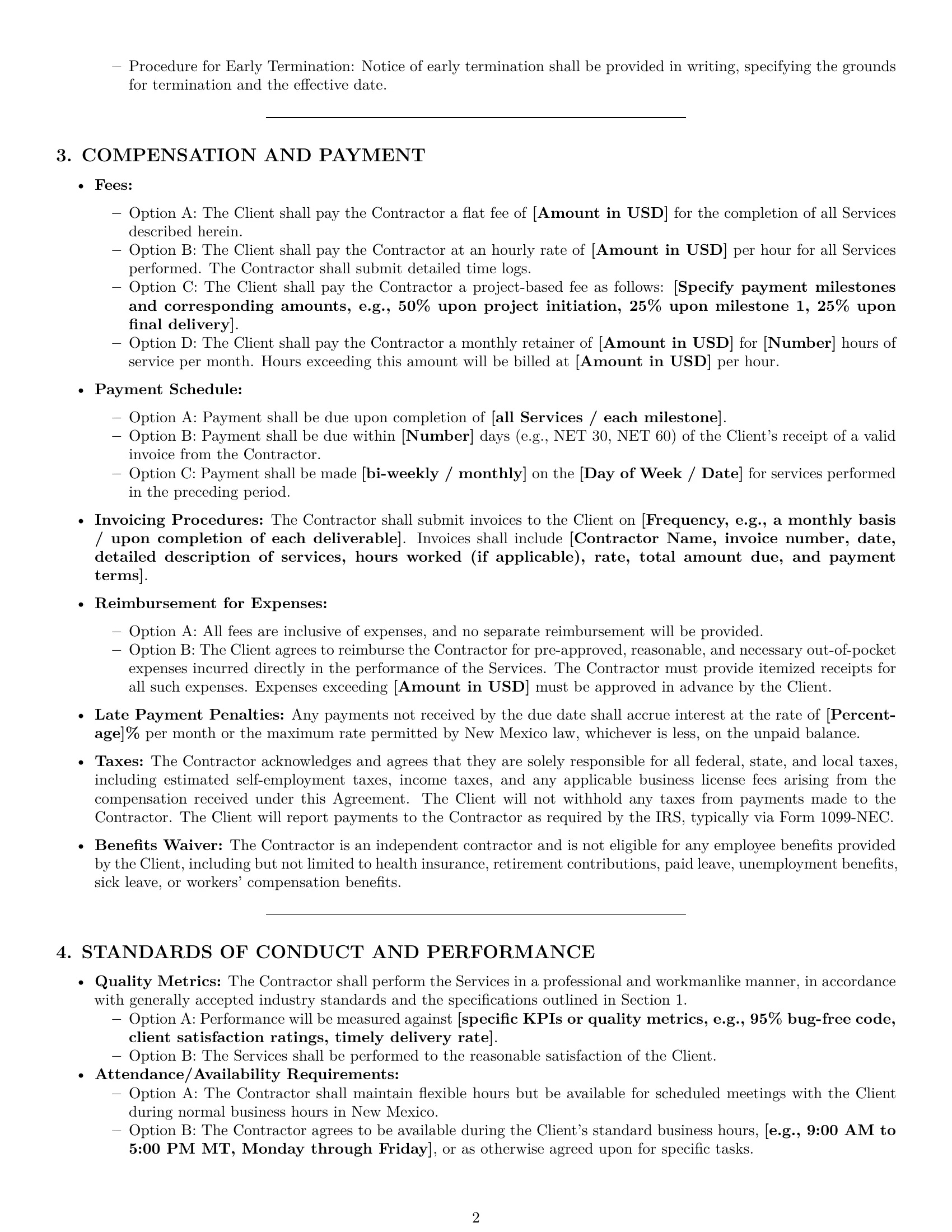 Preview page 2 of Pro New Mexico independent contractor agreement template