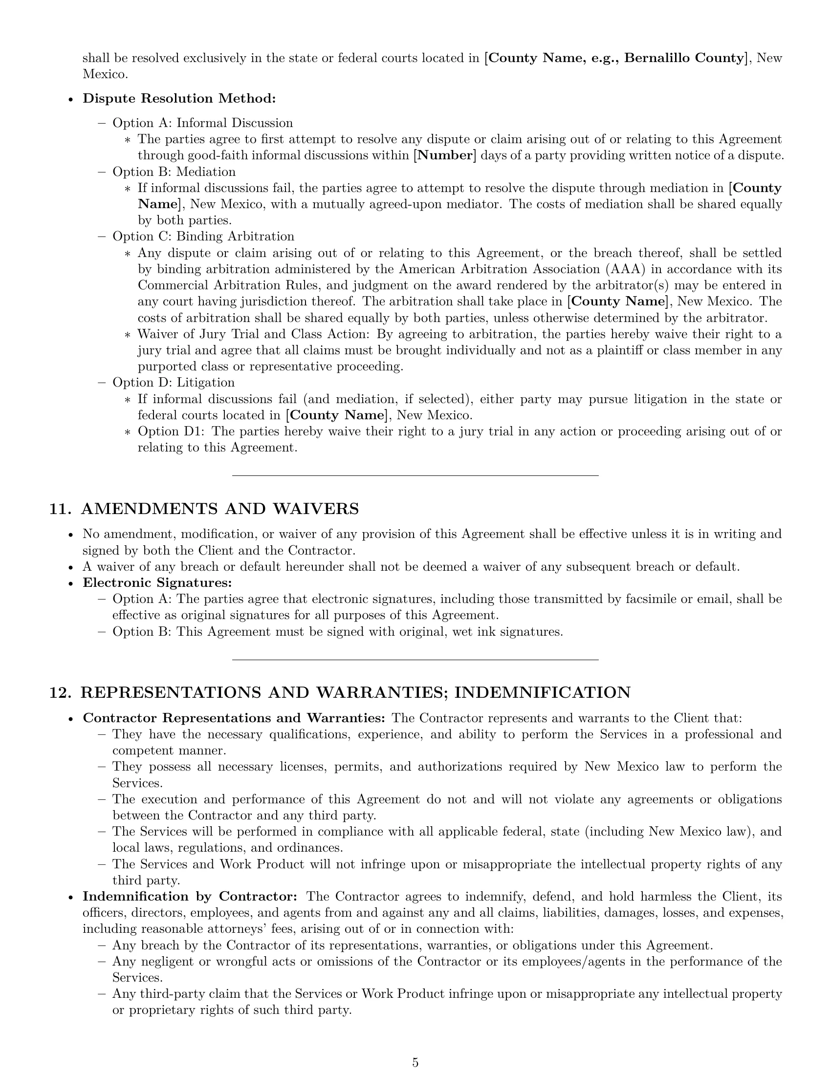 Preview page 5 of Pro New Mexico independent contractor agreement template