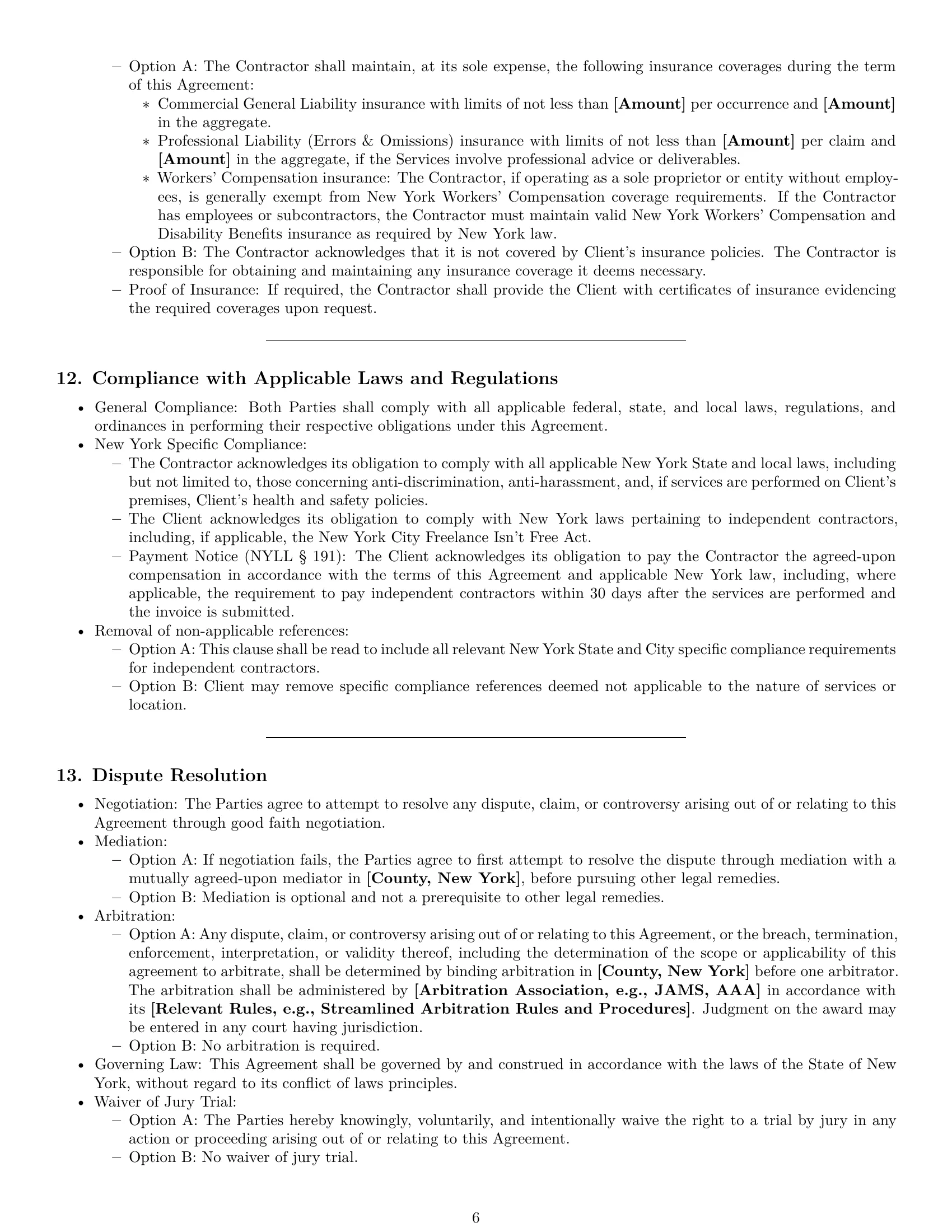 Preview page 6 of Pro New York independent contractor agreement template