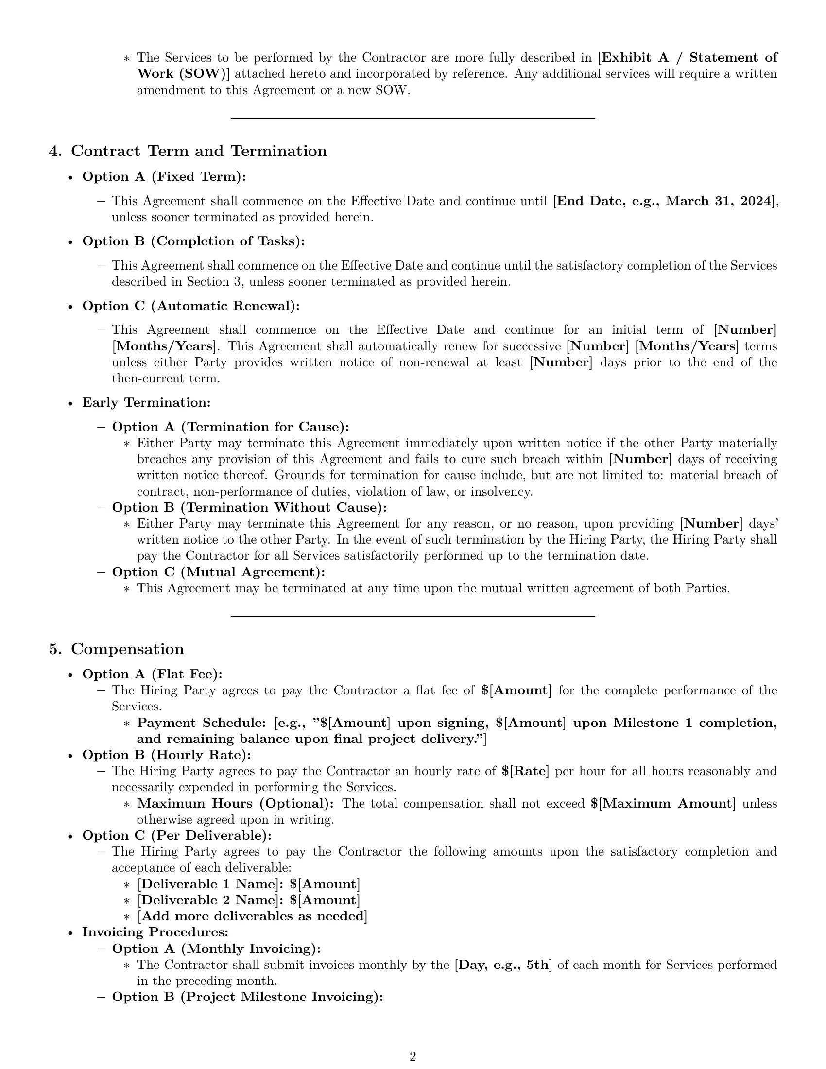 Preview page 2 of Pro North Carolina independent contractor agreement template