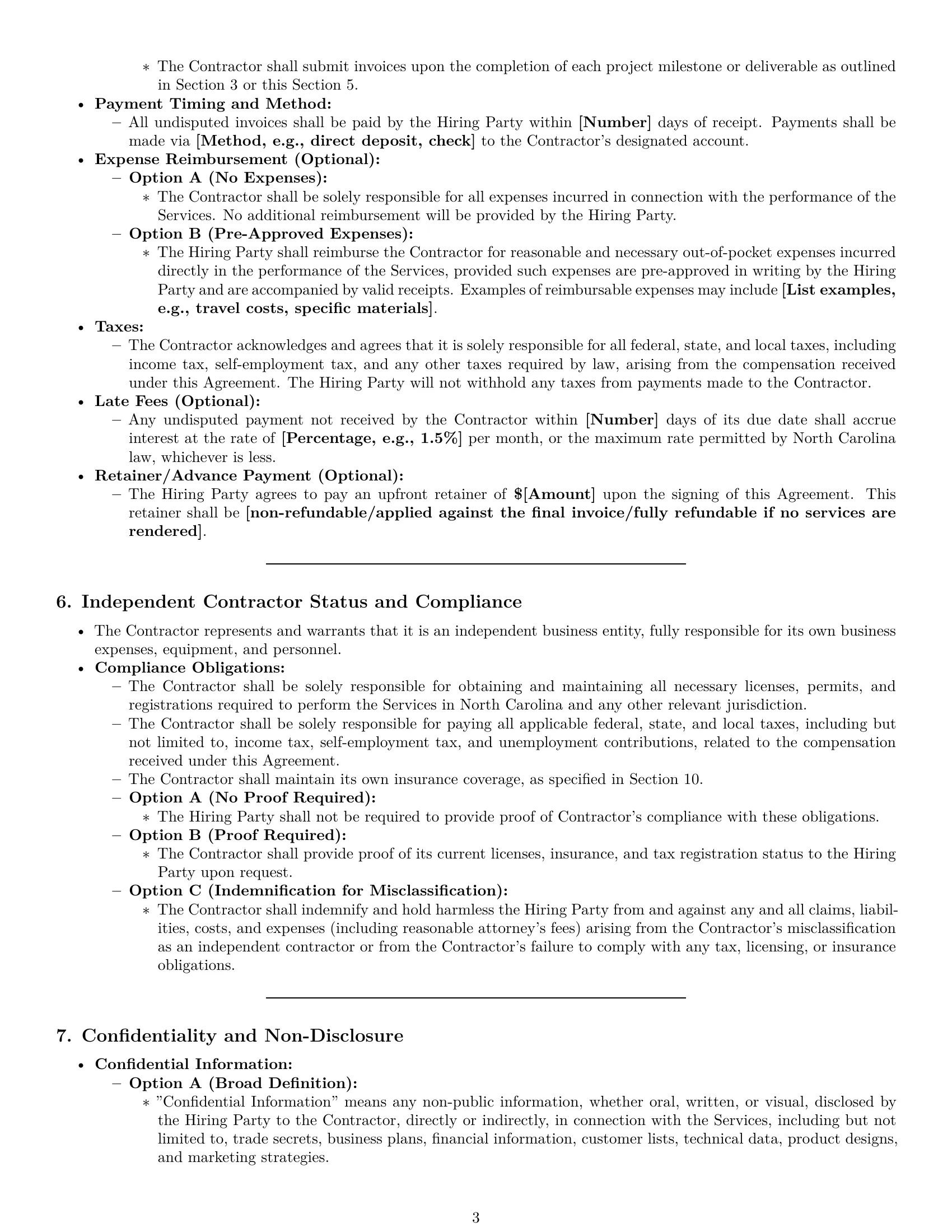 Preview page 3 of Pro North Carolina independent contractor agreement template