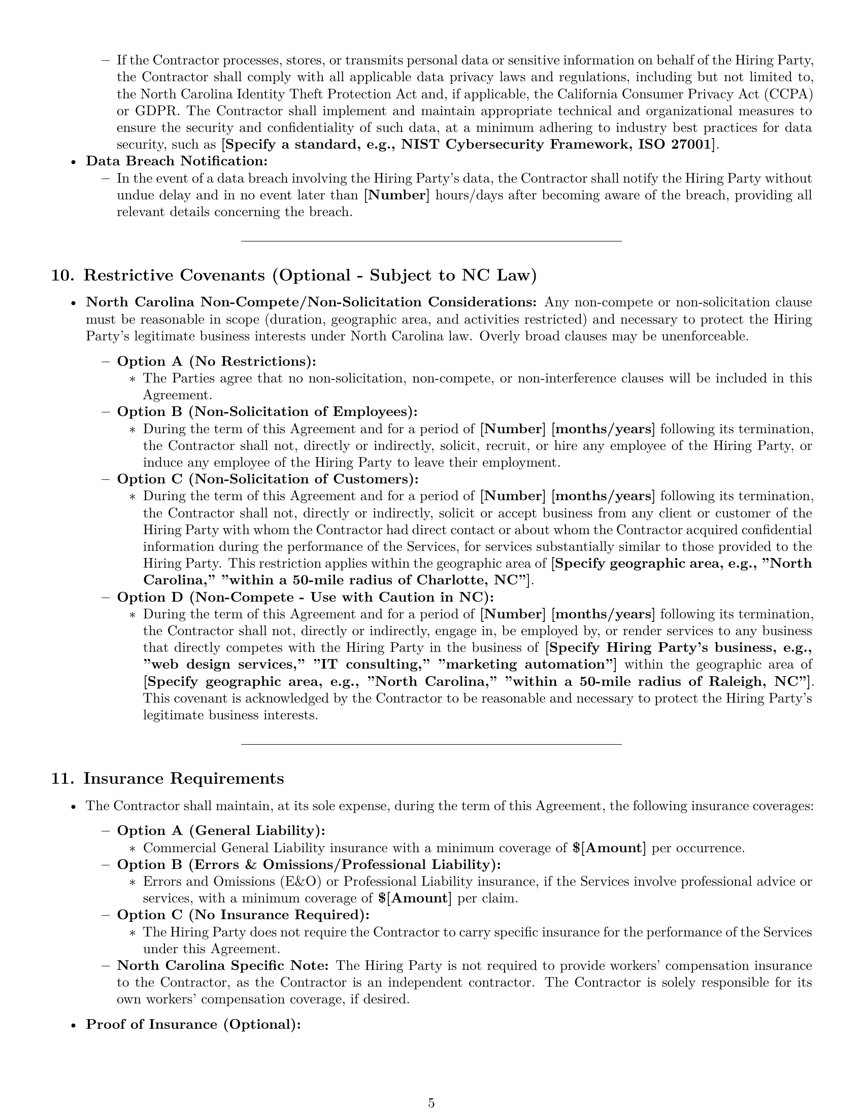 Preview page 5 of Pro North Carolina independent contractor agreement template