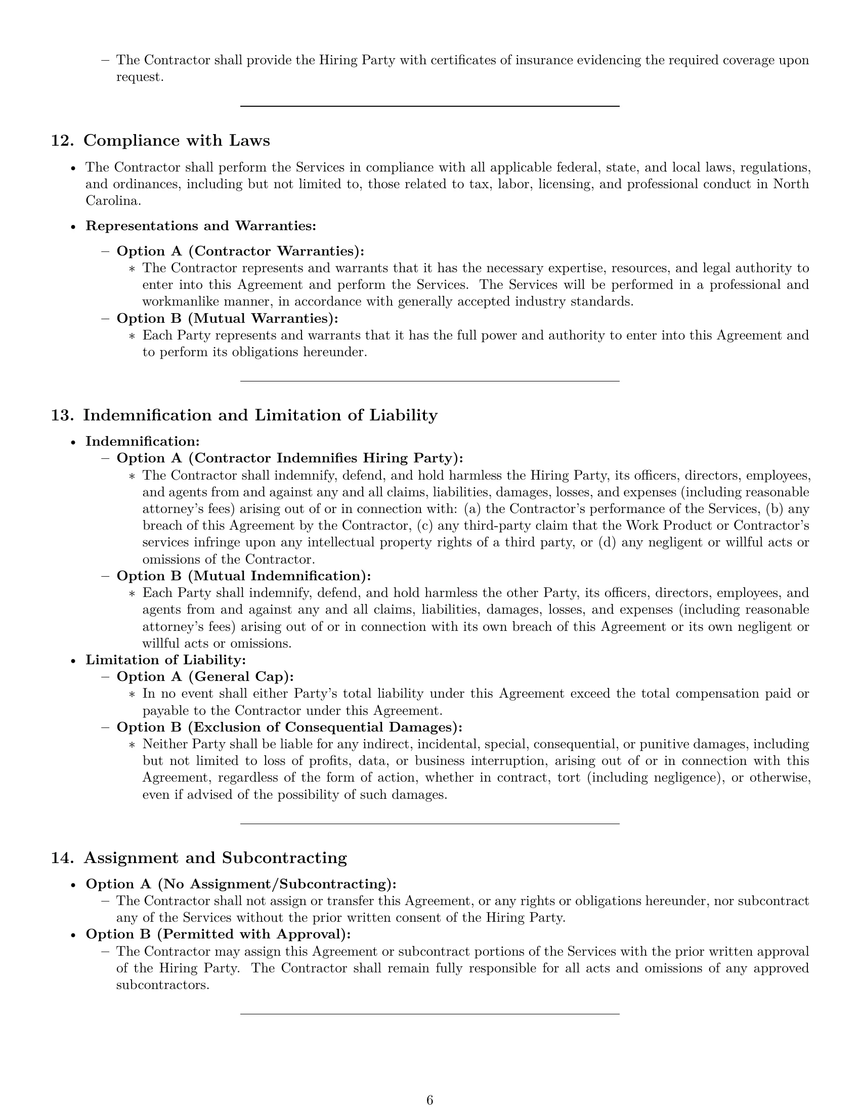 Preview page 6 of Pro North Carolina independent contractor agreement template