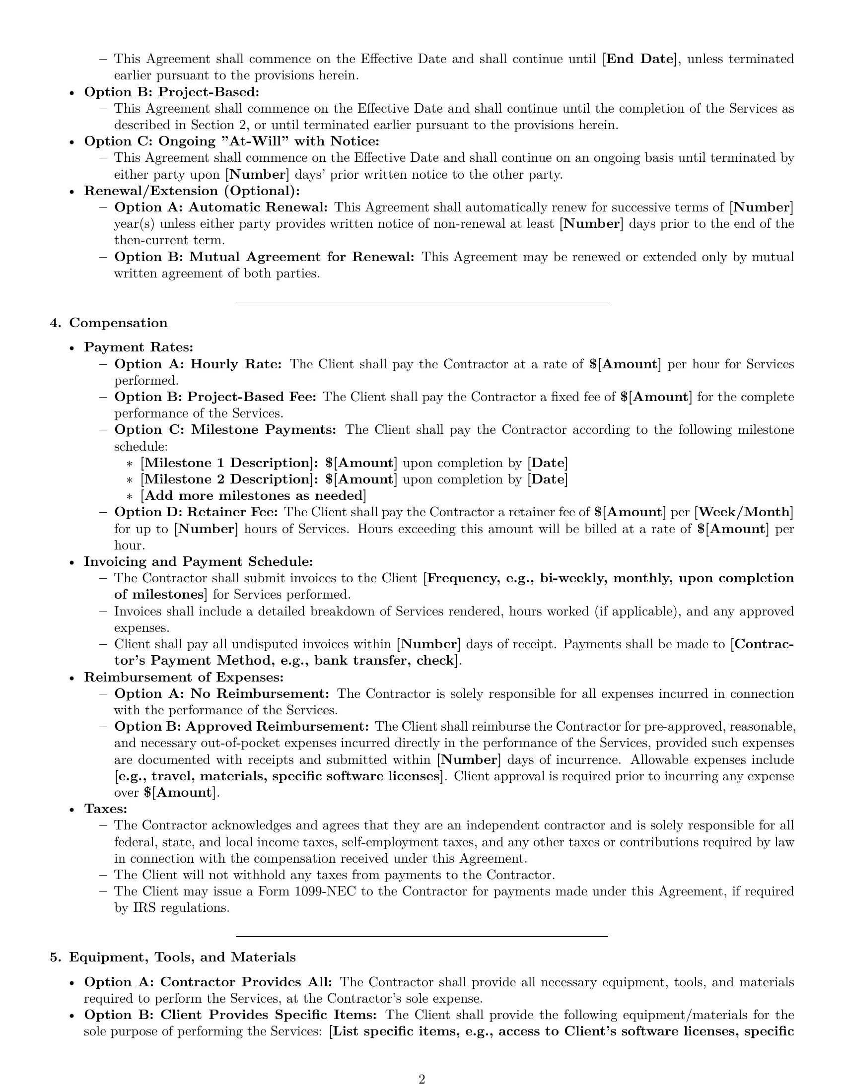 Preview page 2 of Pro North Dakota independent contractor agreement template