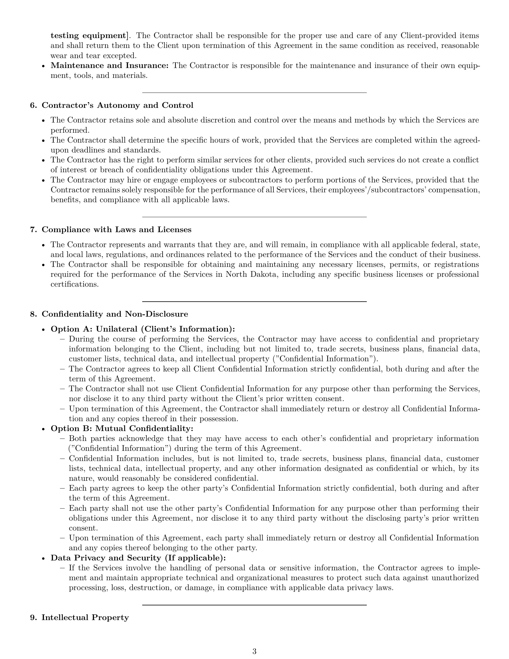 Preview page 3 of Pro North Dakota independent contractor agreement template