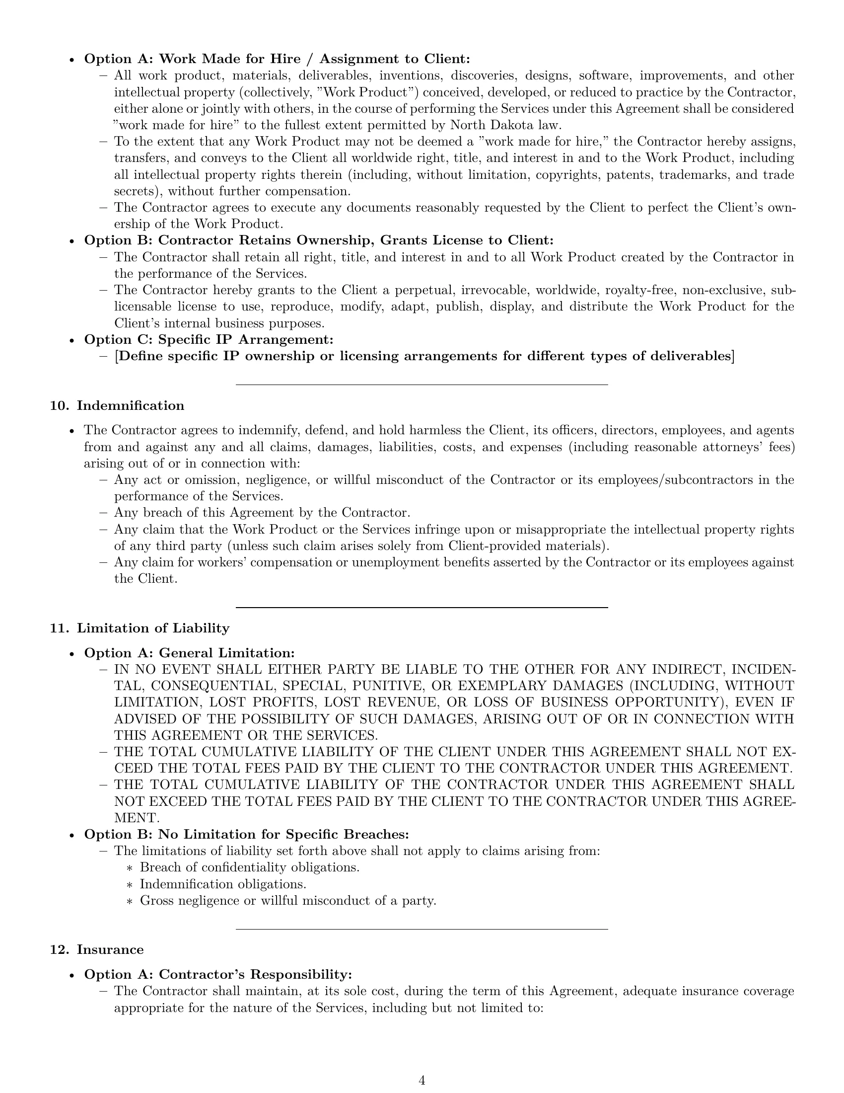 Preview page 4 of Pro North Dakota independent contractor agreement template