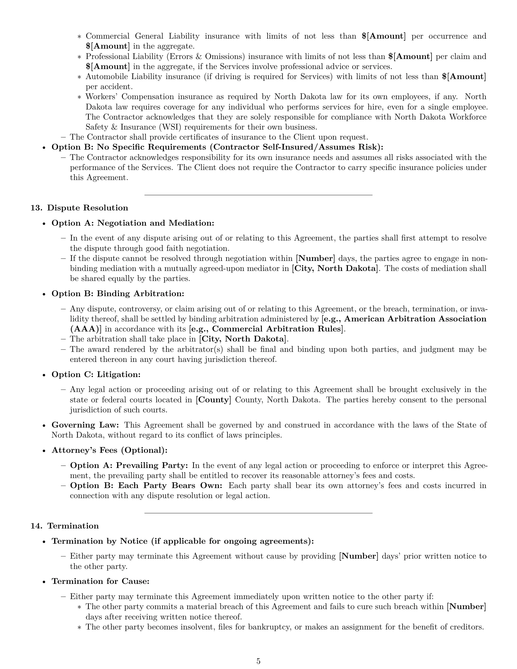 Preview page 5 of Pro North Dakota independent contractor agreement template