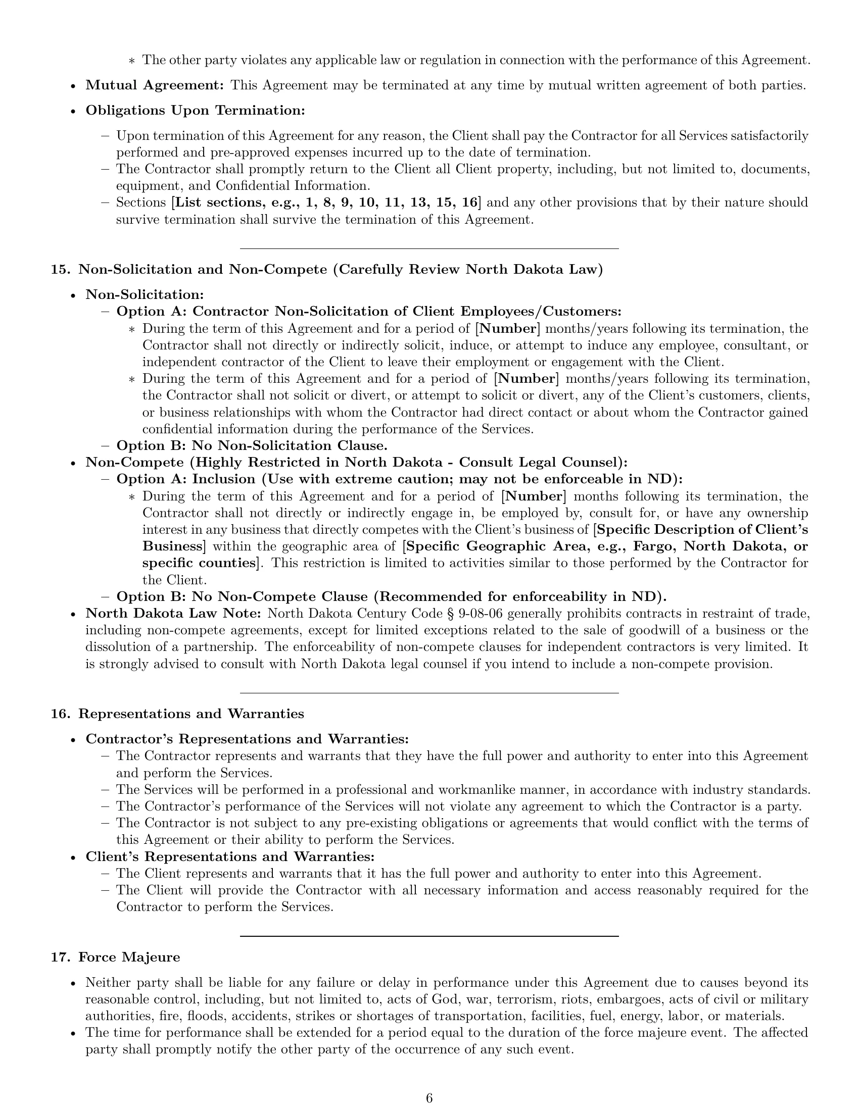 Preview page 6 of Pro North Dakota independent contractor agreement template