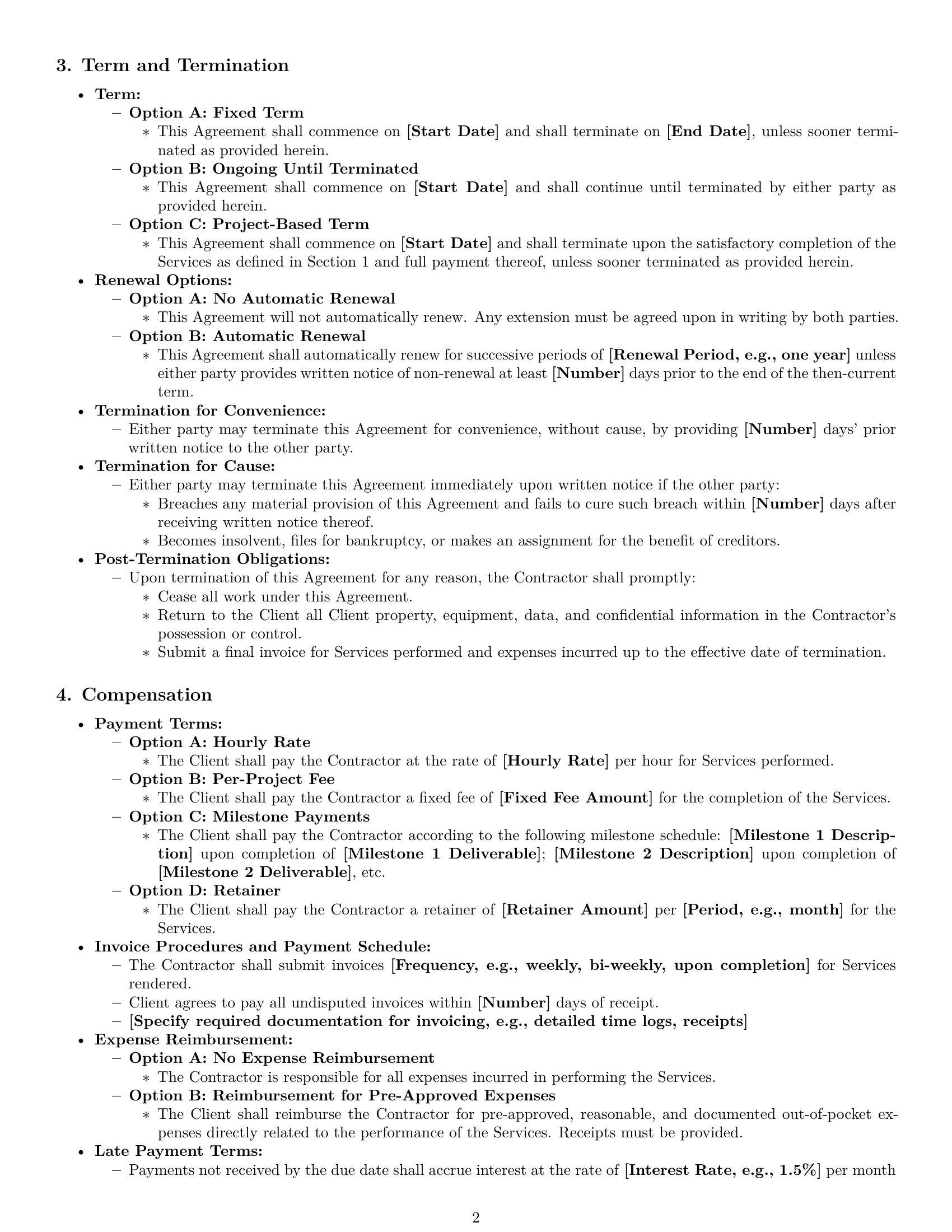 Preview page 2 of Pro Ohio independent contractor agreement template