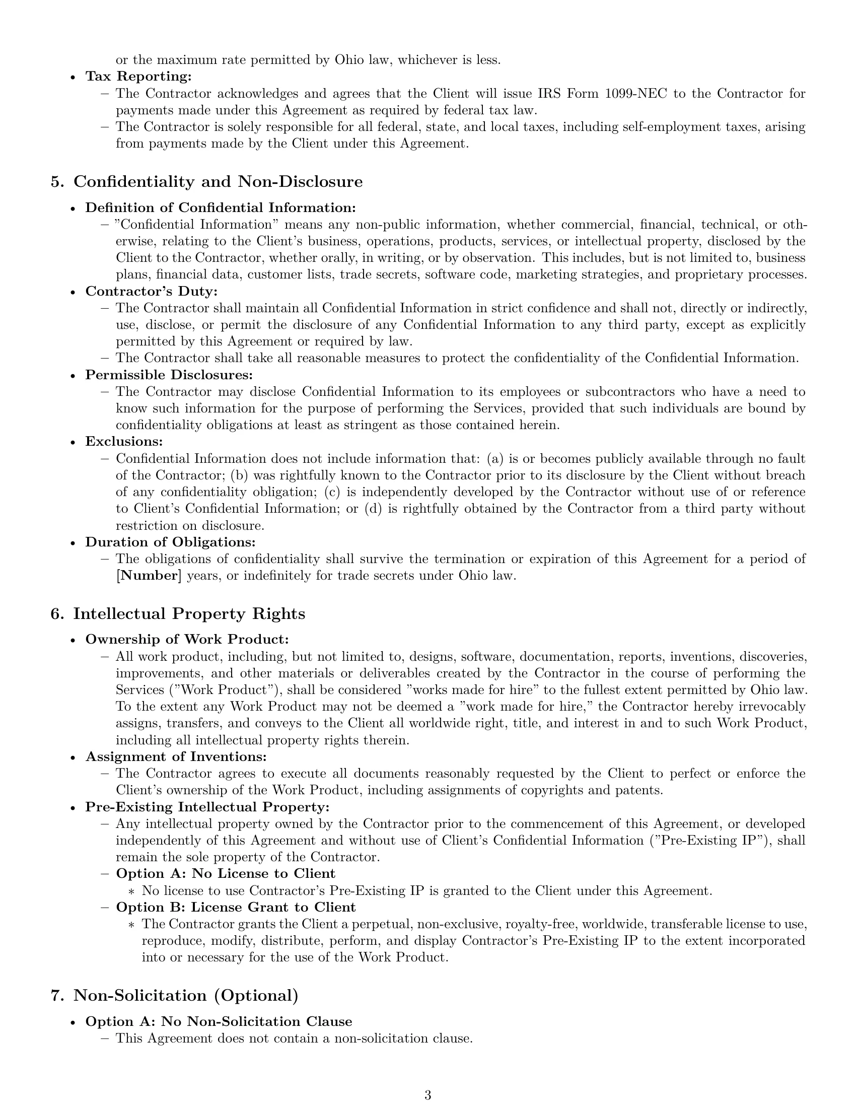 Preview page 3 of Pro Ohio independent contractor agreement template