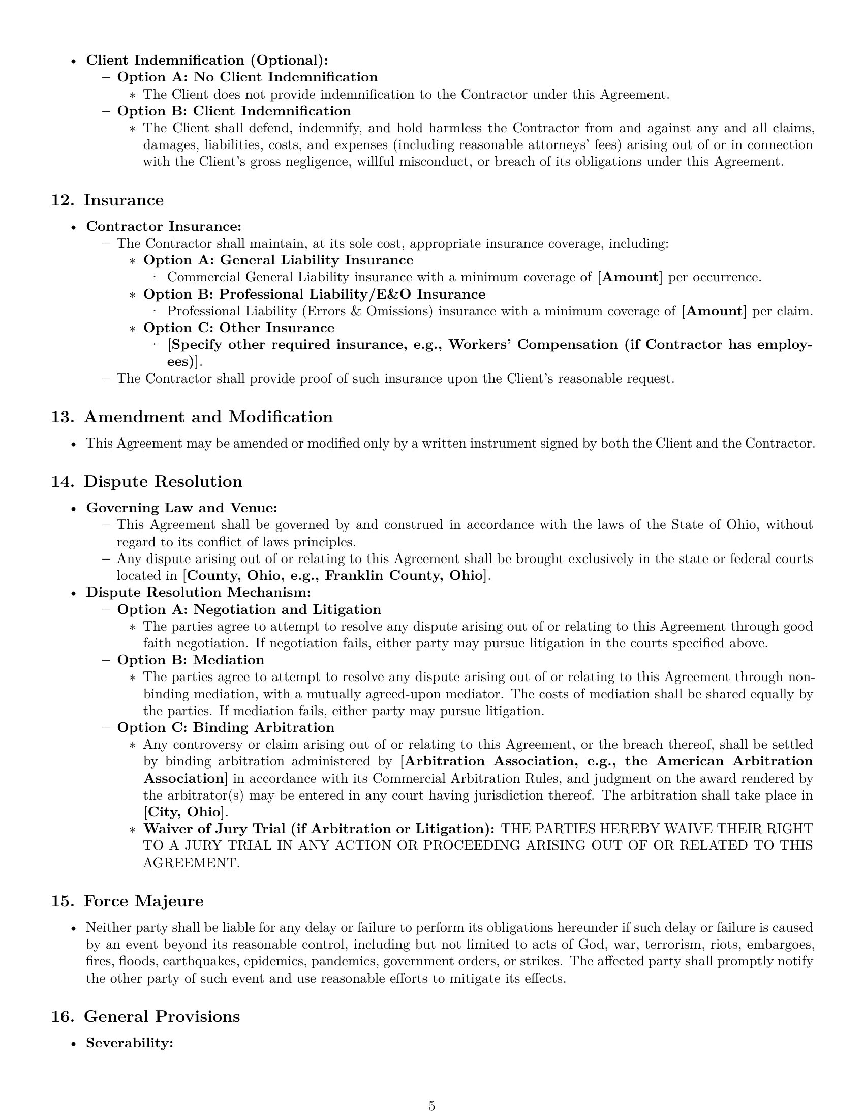 Preview page 5 of Pro Ohio independent contractor agreement template