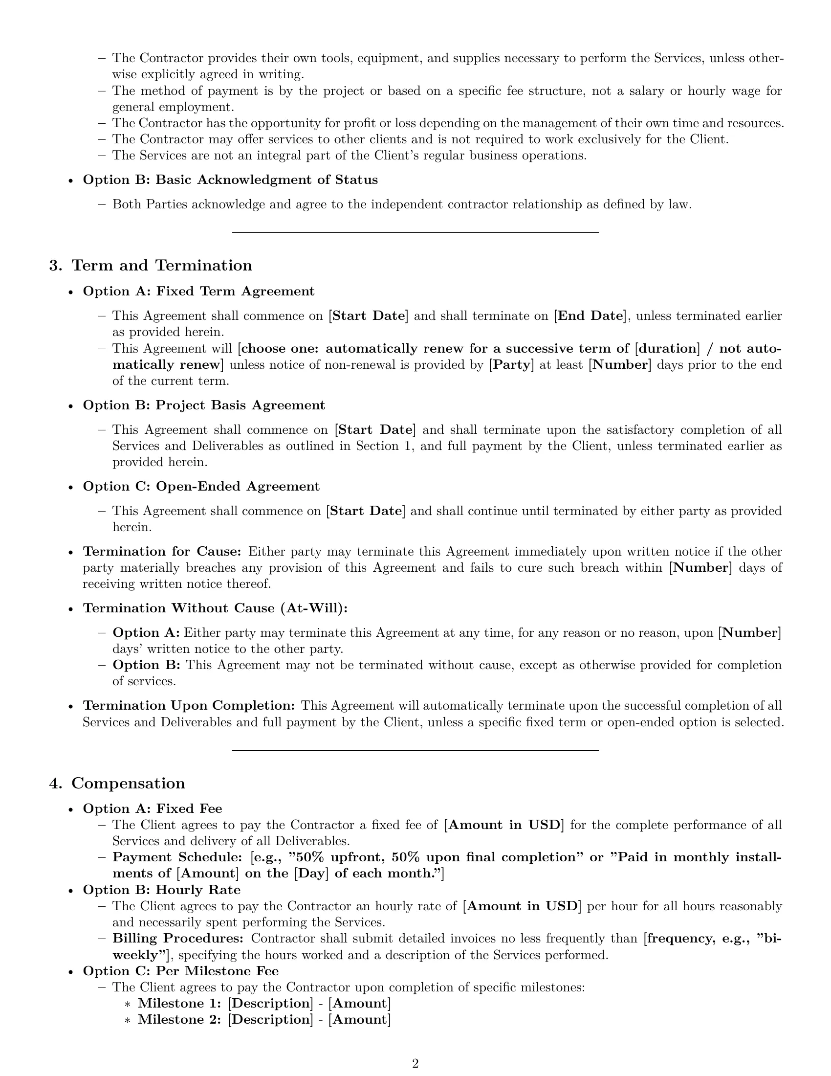 Preview page 2 of Pro Oklahoma independent contractor agreement template