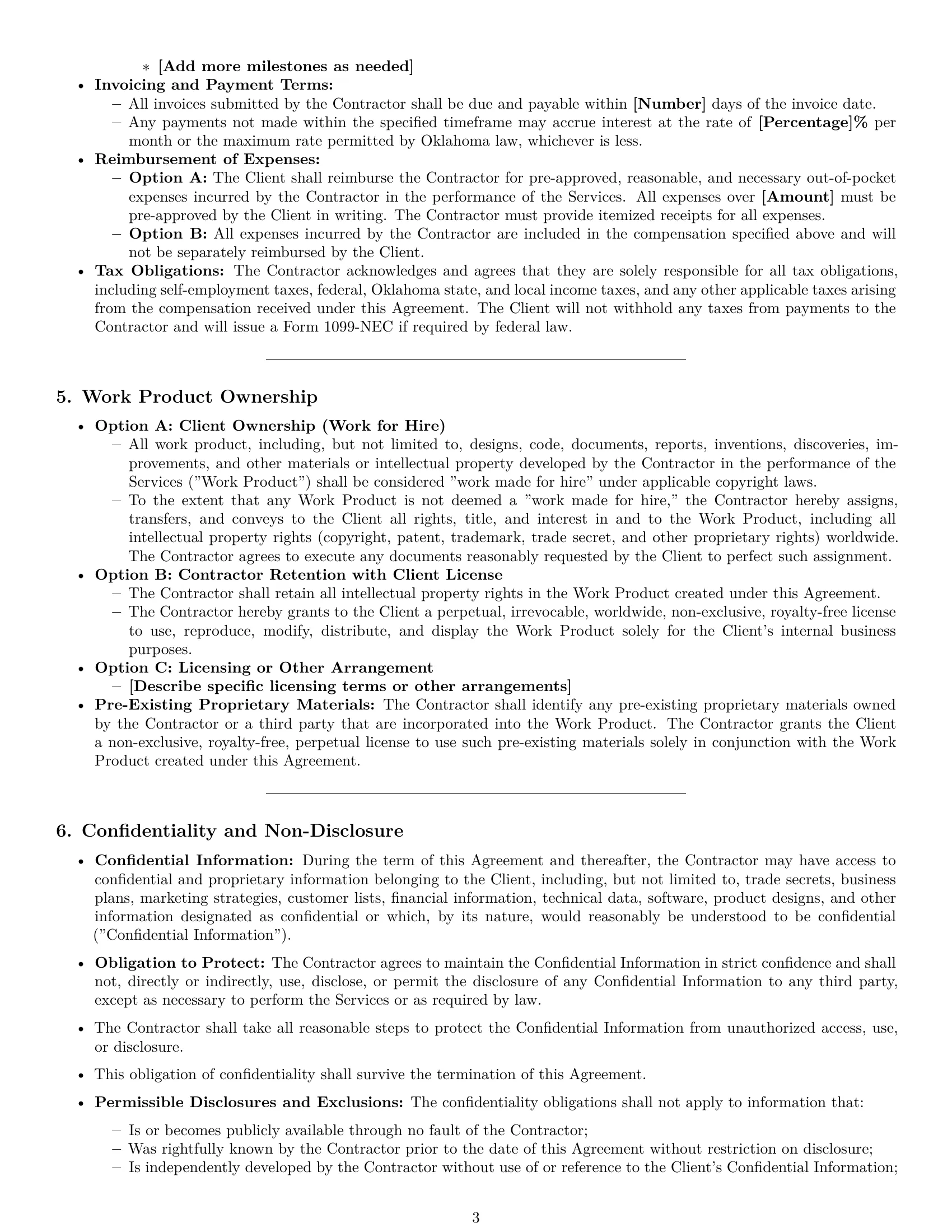 Preview page 3 of Pro Oklahoma independent contractor agreement template