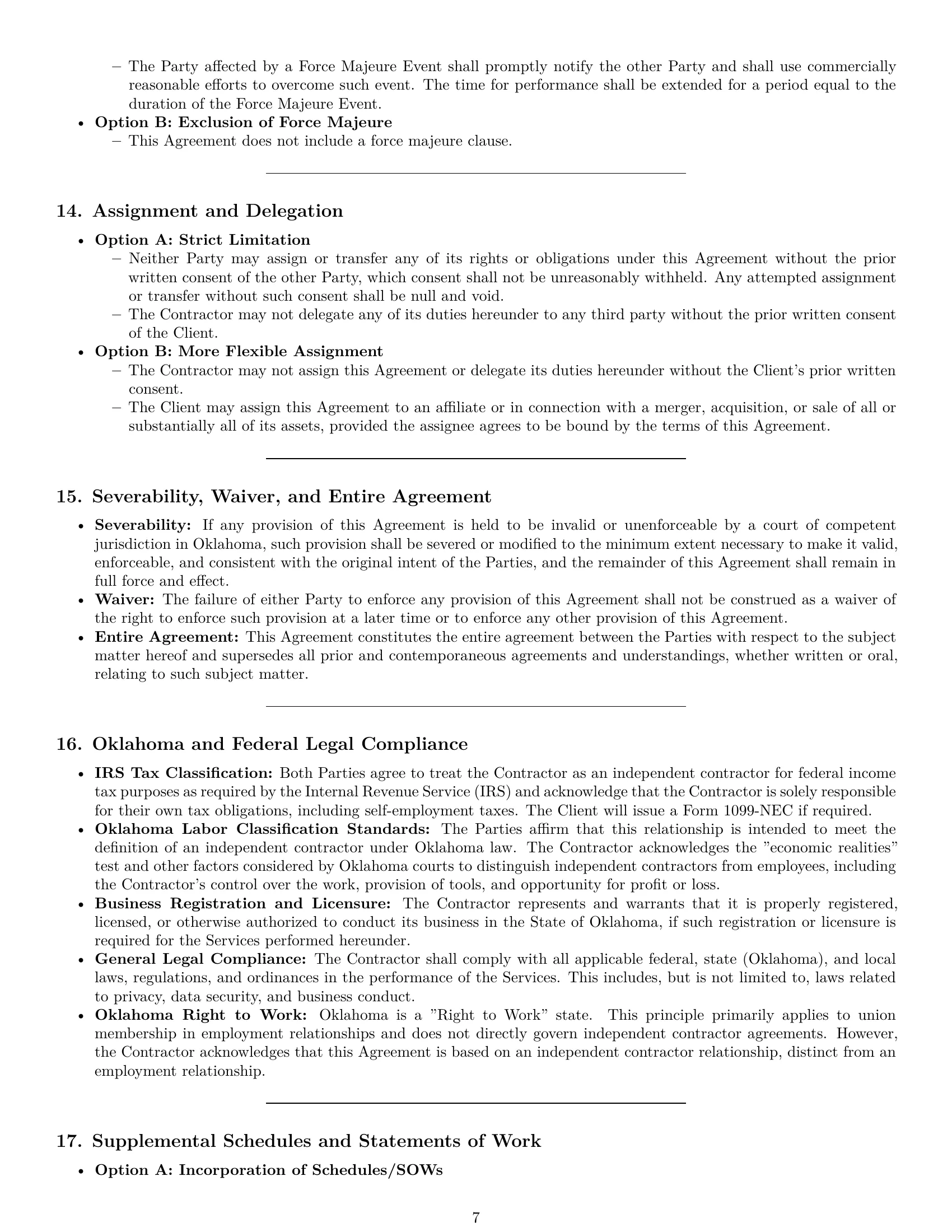 Preview page 7 of Pro Oklahoma independent contractor agreement template