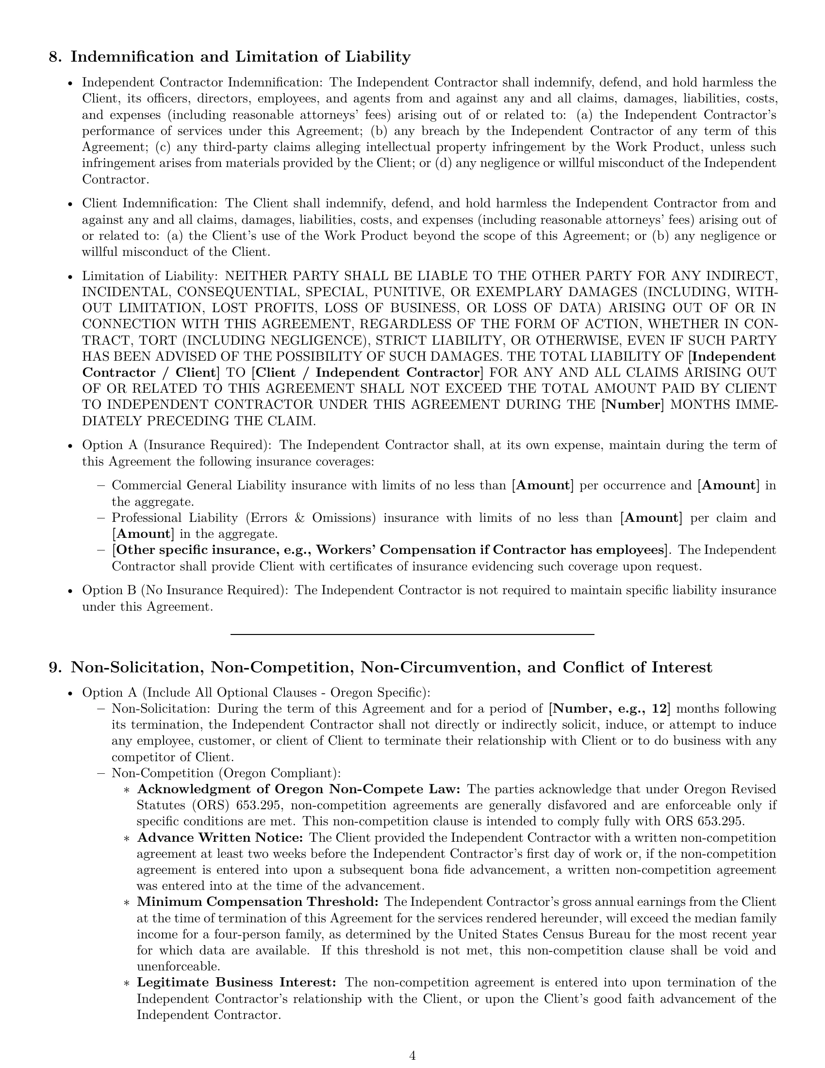 Preview page 4 of Pro Oregon independent contractor agreement template