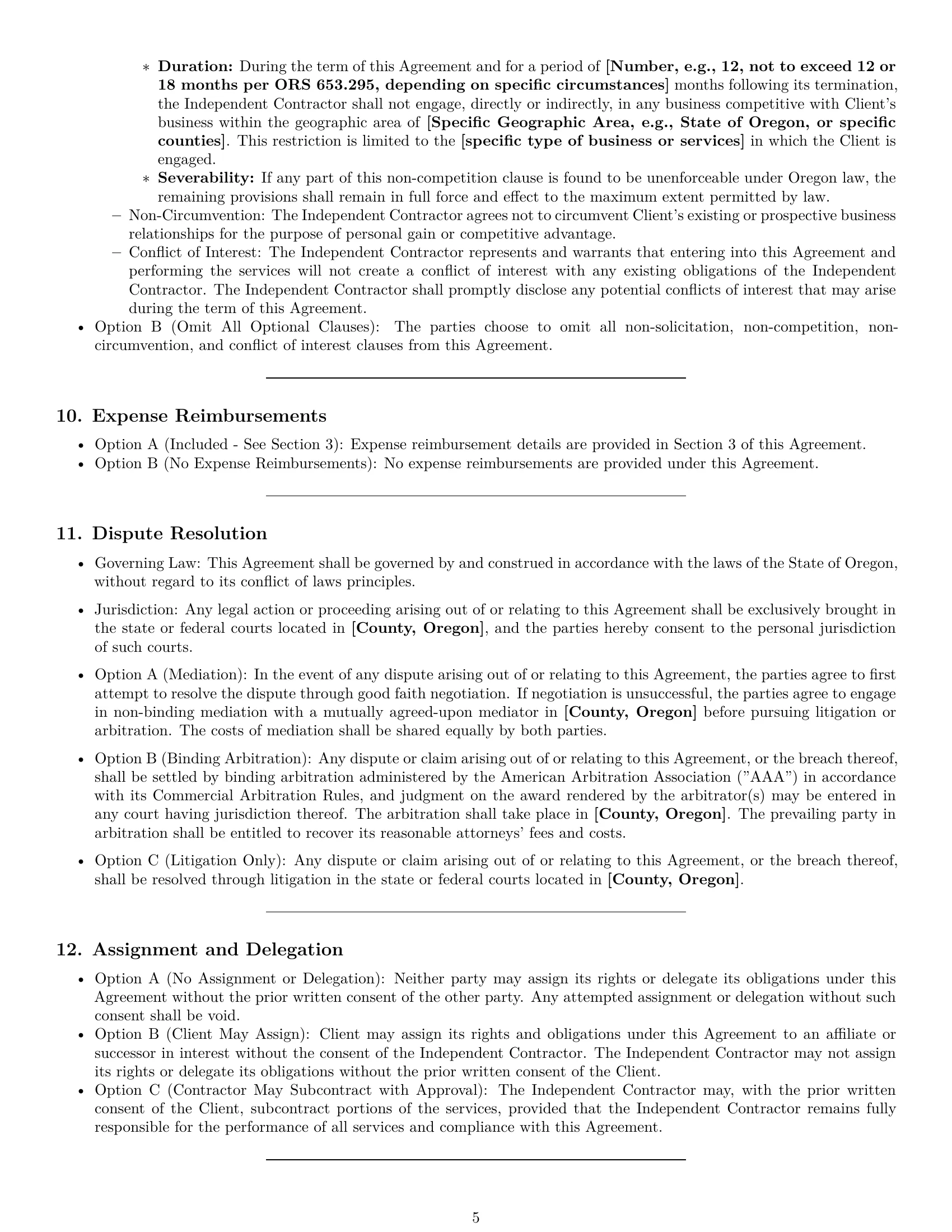 Preview page 5 of Pro Oregon independent contractor agreement template