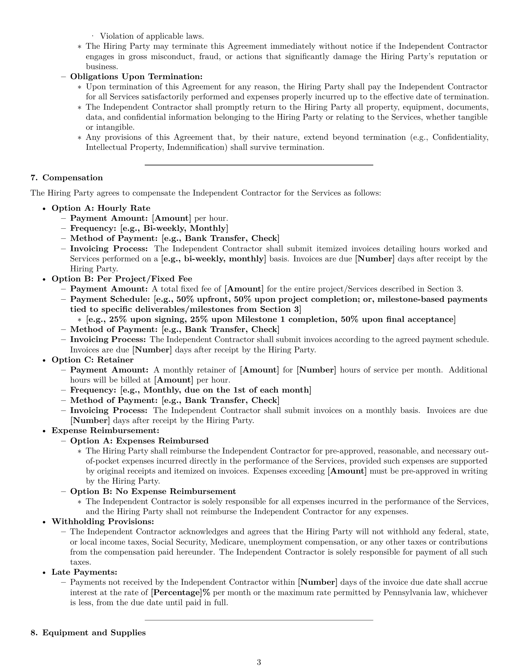 Preview page 3 of Pro Pennsylvania independent contractor agreement template