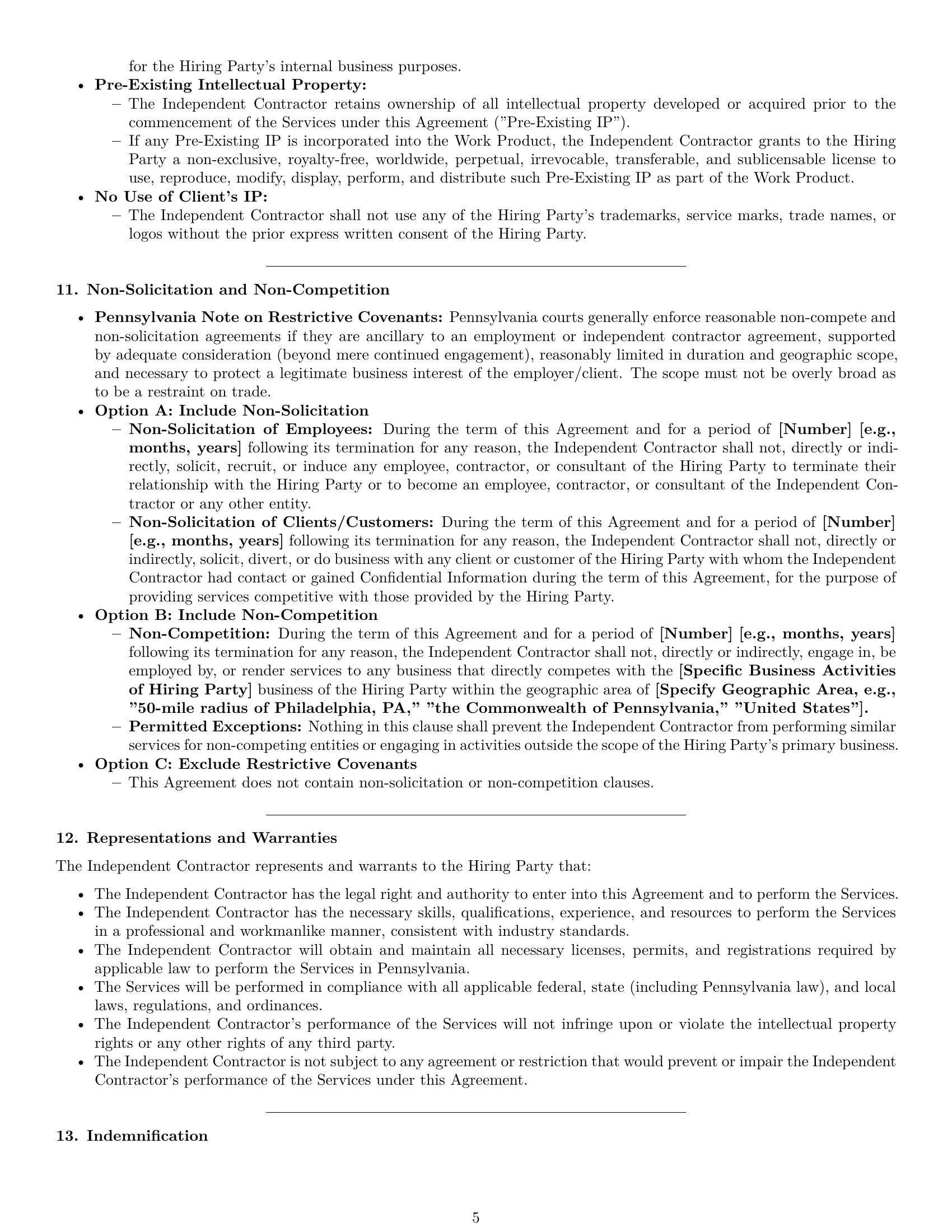 Preview page 5 of Pro Pennsylvania independent contractor agreement template