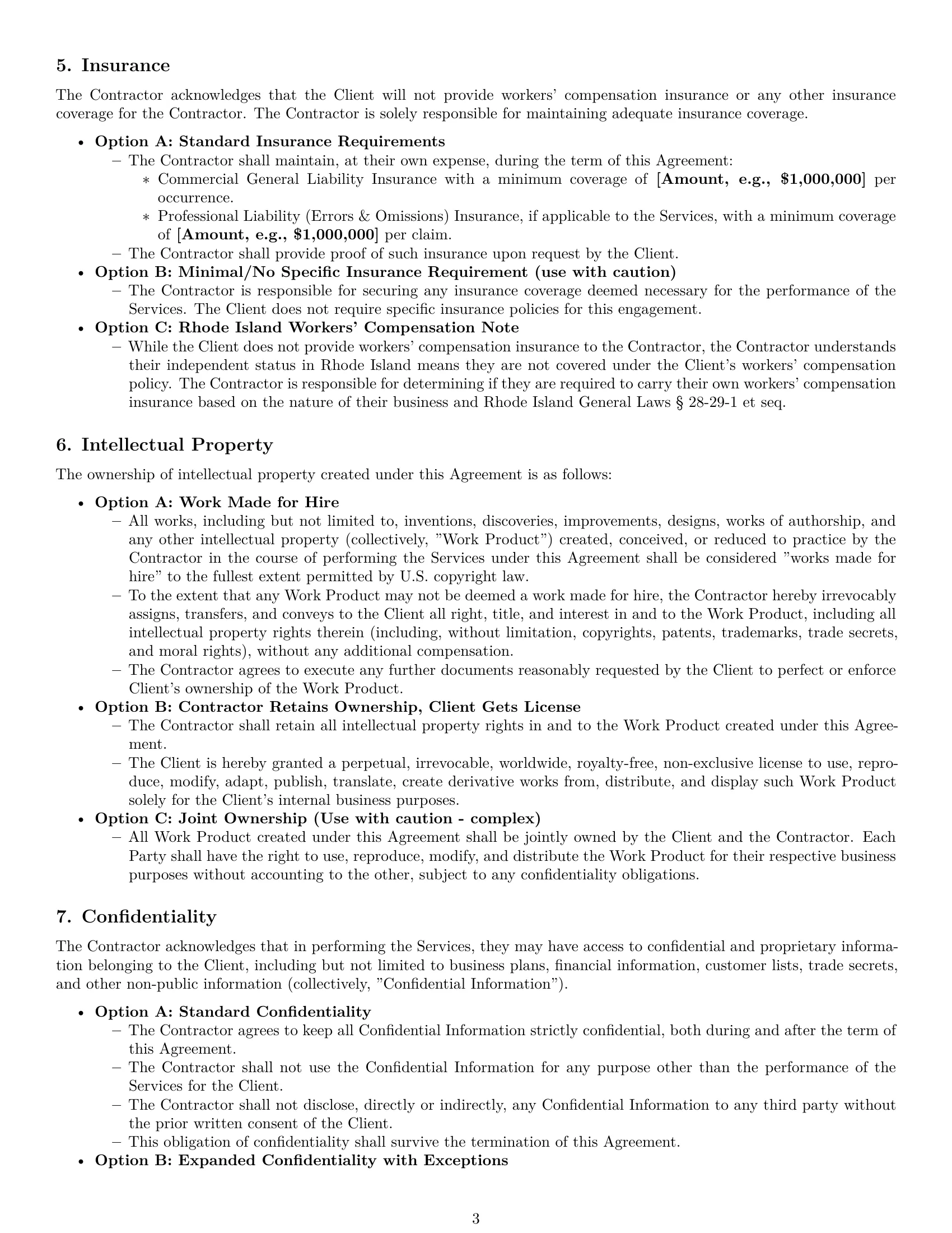 Preview page 3 of Pro Rhode Island independent contractor agreement template