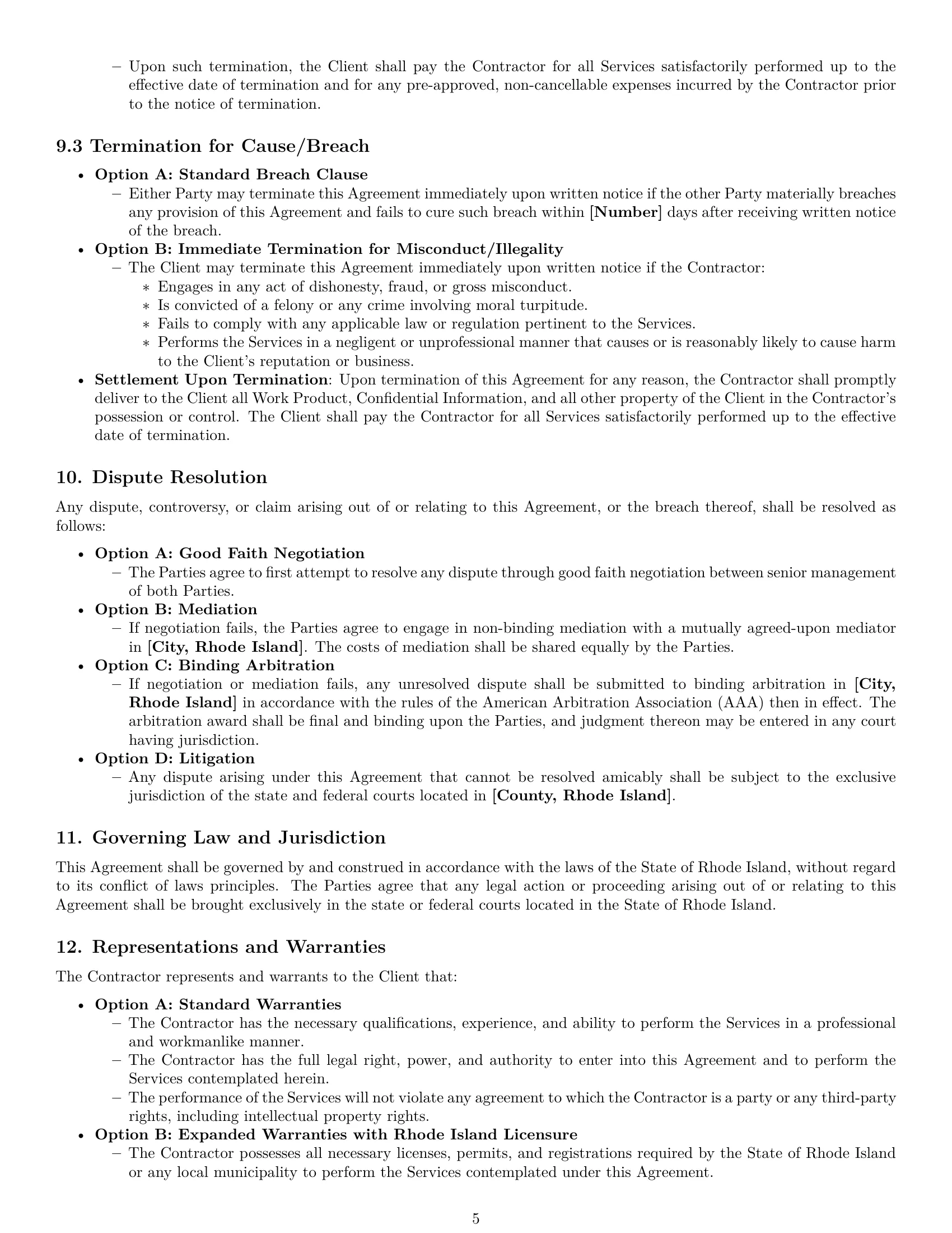 Preview page 5 of Pro Rhode Island independent contractor agreement template