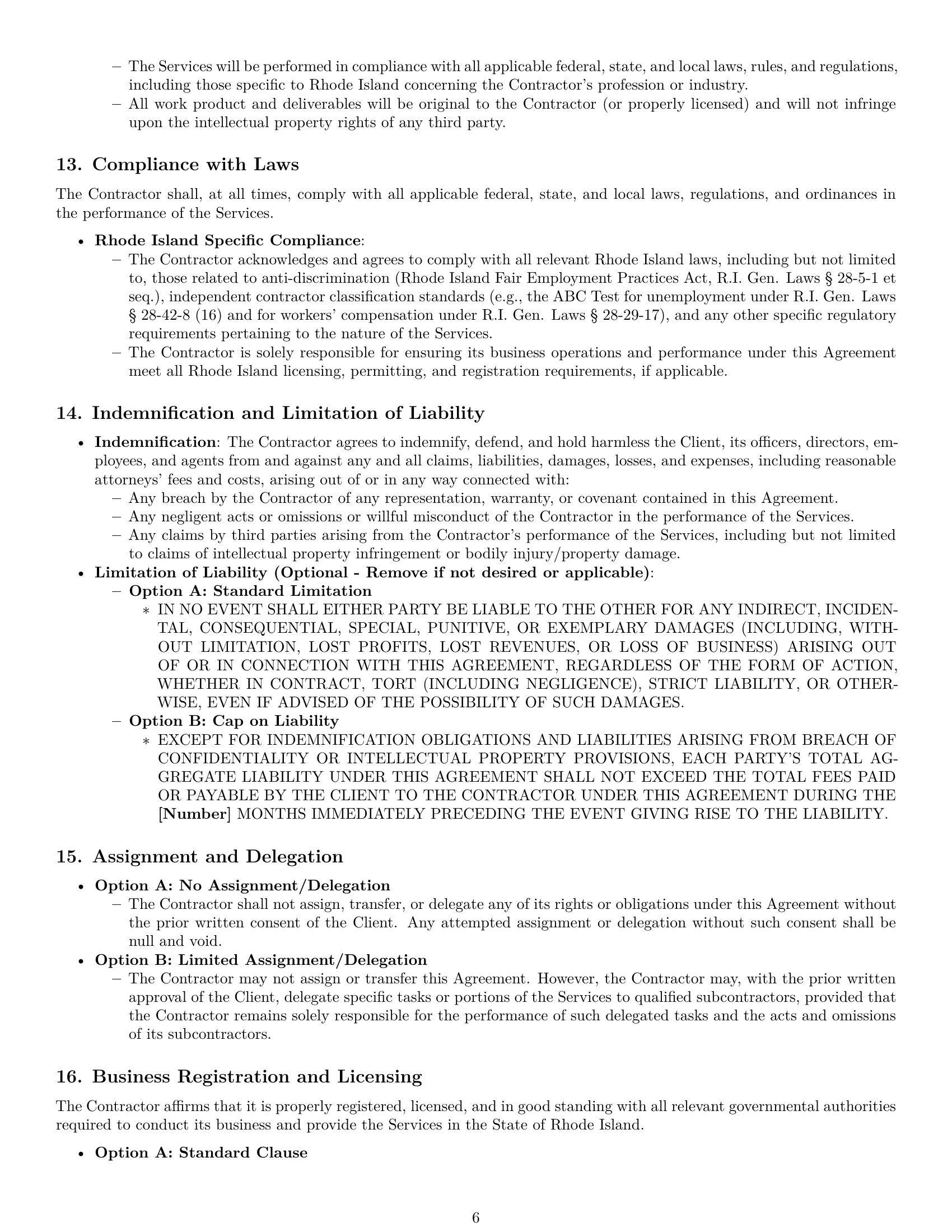 Preview page 6 of Pro Rhode Island independent contractor agreement template