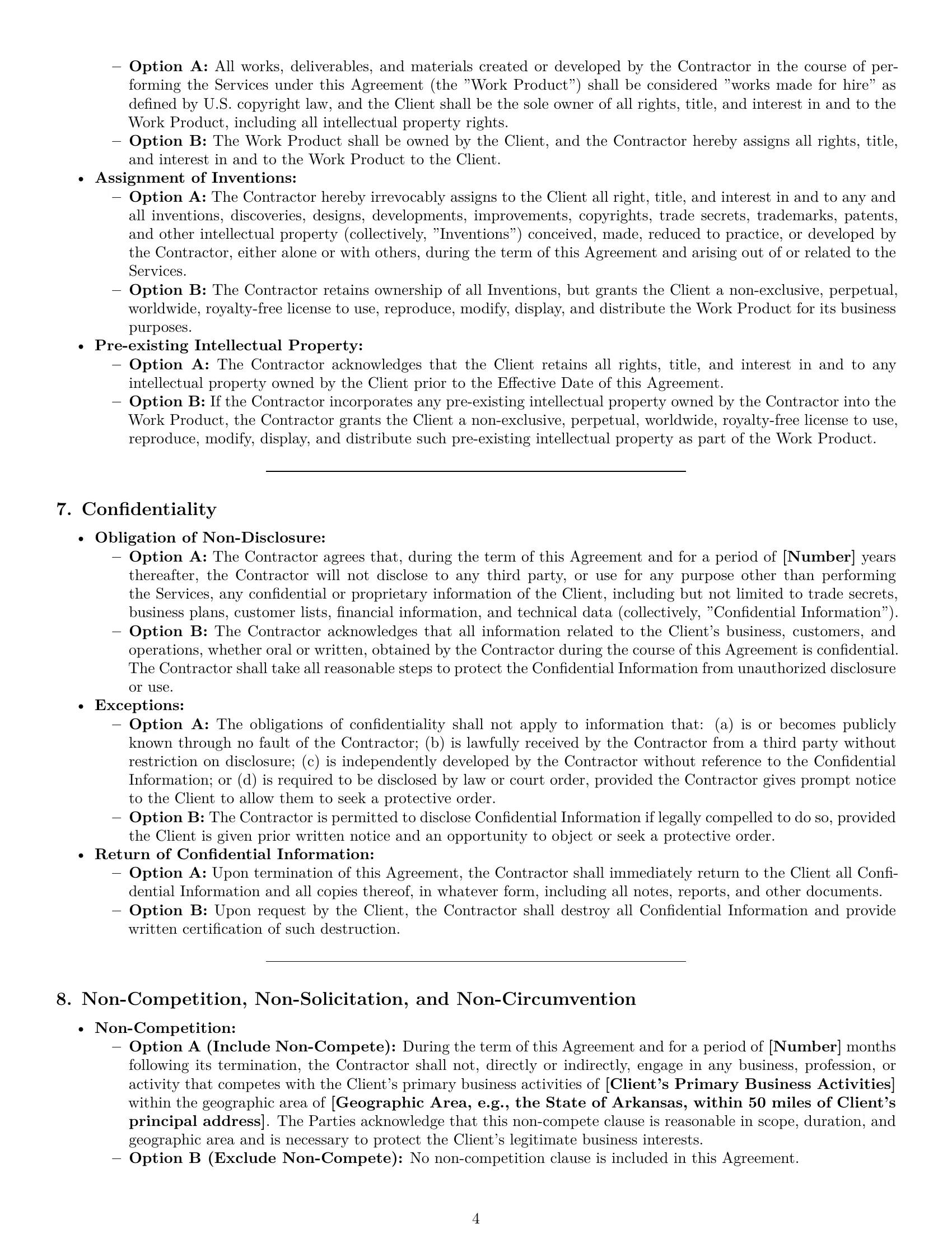 Preview page 4 of Pro Arkansas independent contractor agreement template