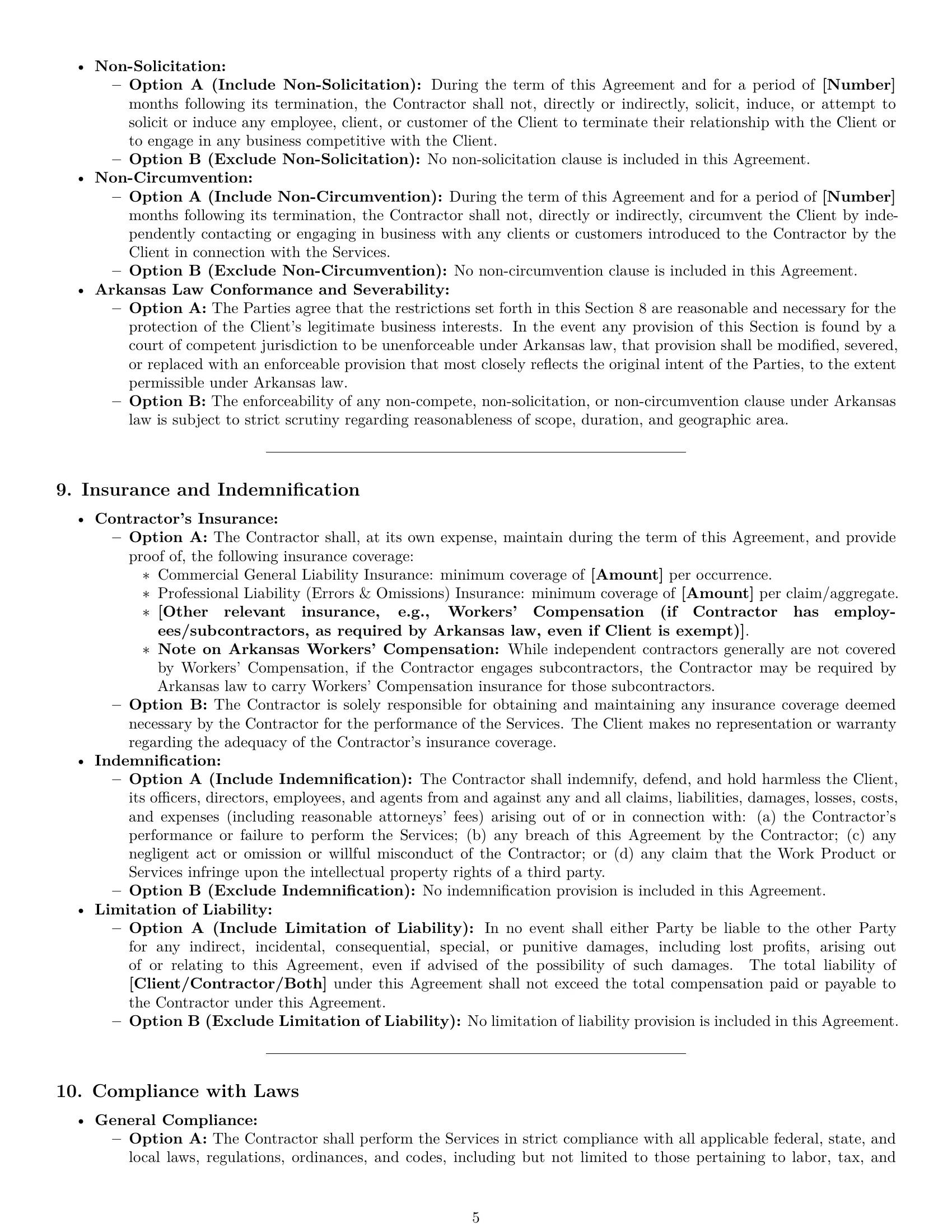 Preview page 5 of Pro Arkansas independent contractor agreement template