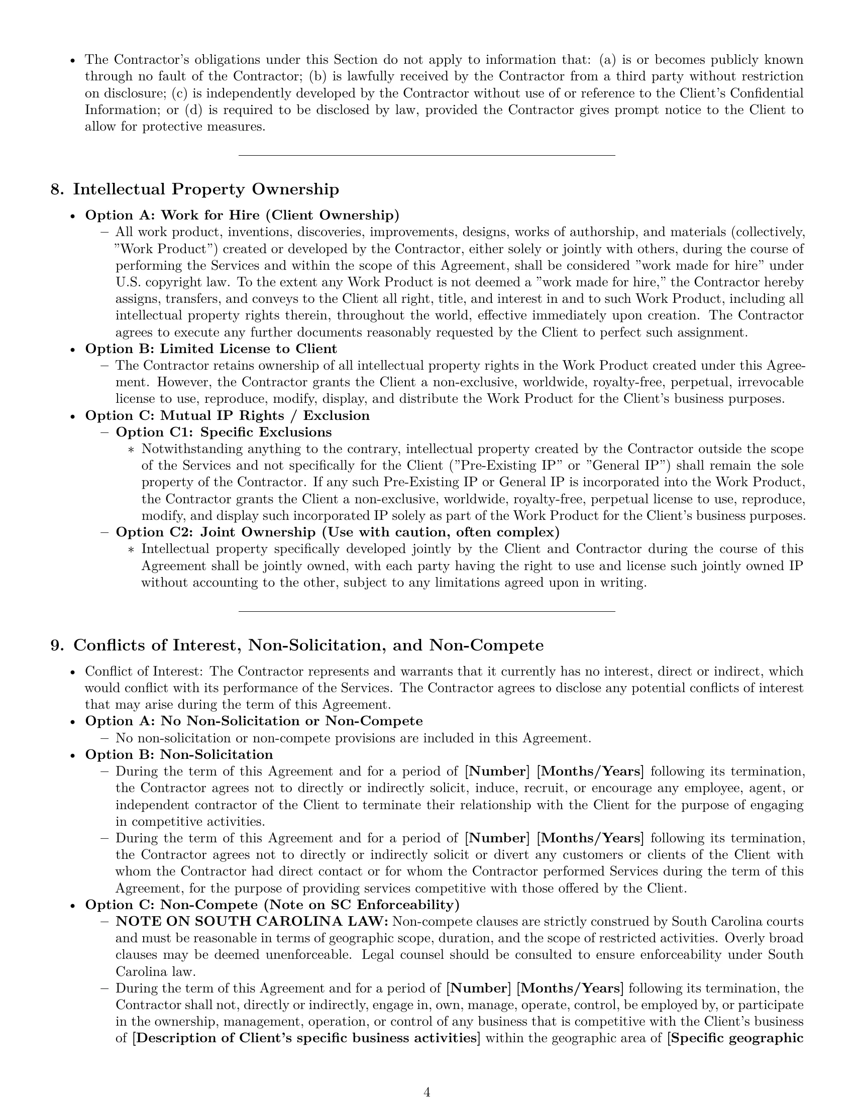 Preview page 4 of Pro South Carolina independent contractor agreement template