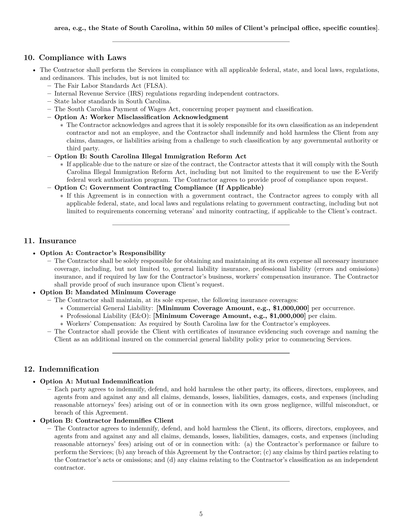 Preview page 5 of Pro South Carolina independent contractor agreement template