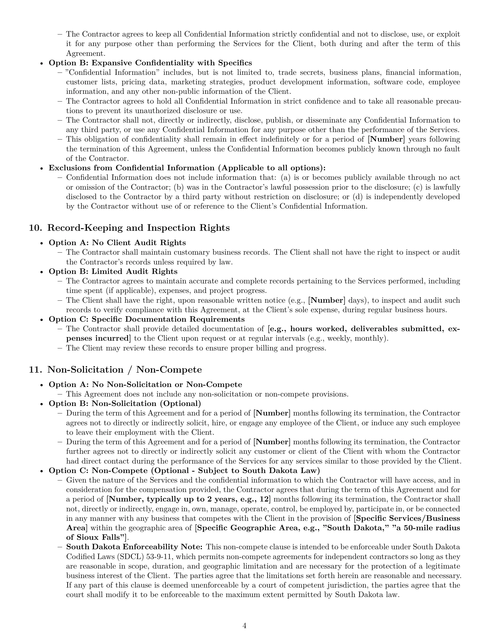 Preview page 4 of Pro South Dakota independent contractor agreement template