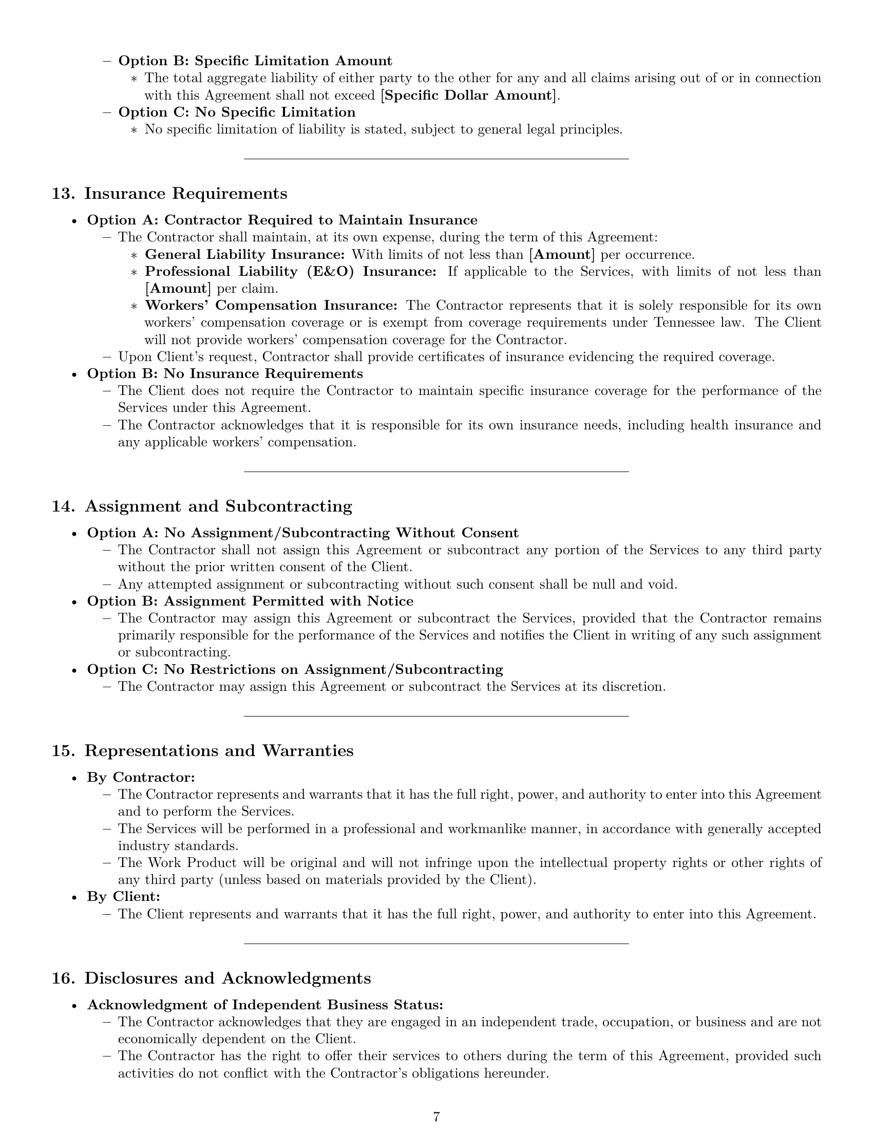 Preview page 7 of Pro Tennessee independent contractor agreement template