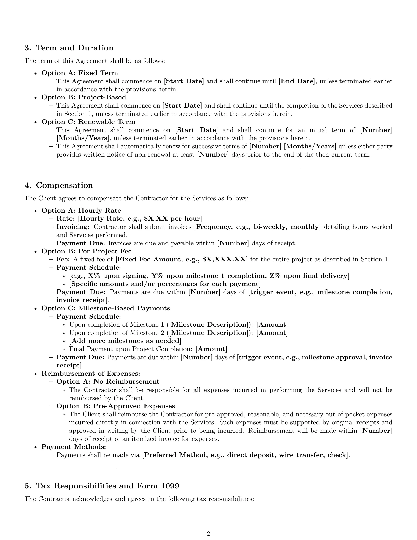 Preview page 2 of Pro Texas independent contractor agreement template