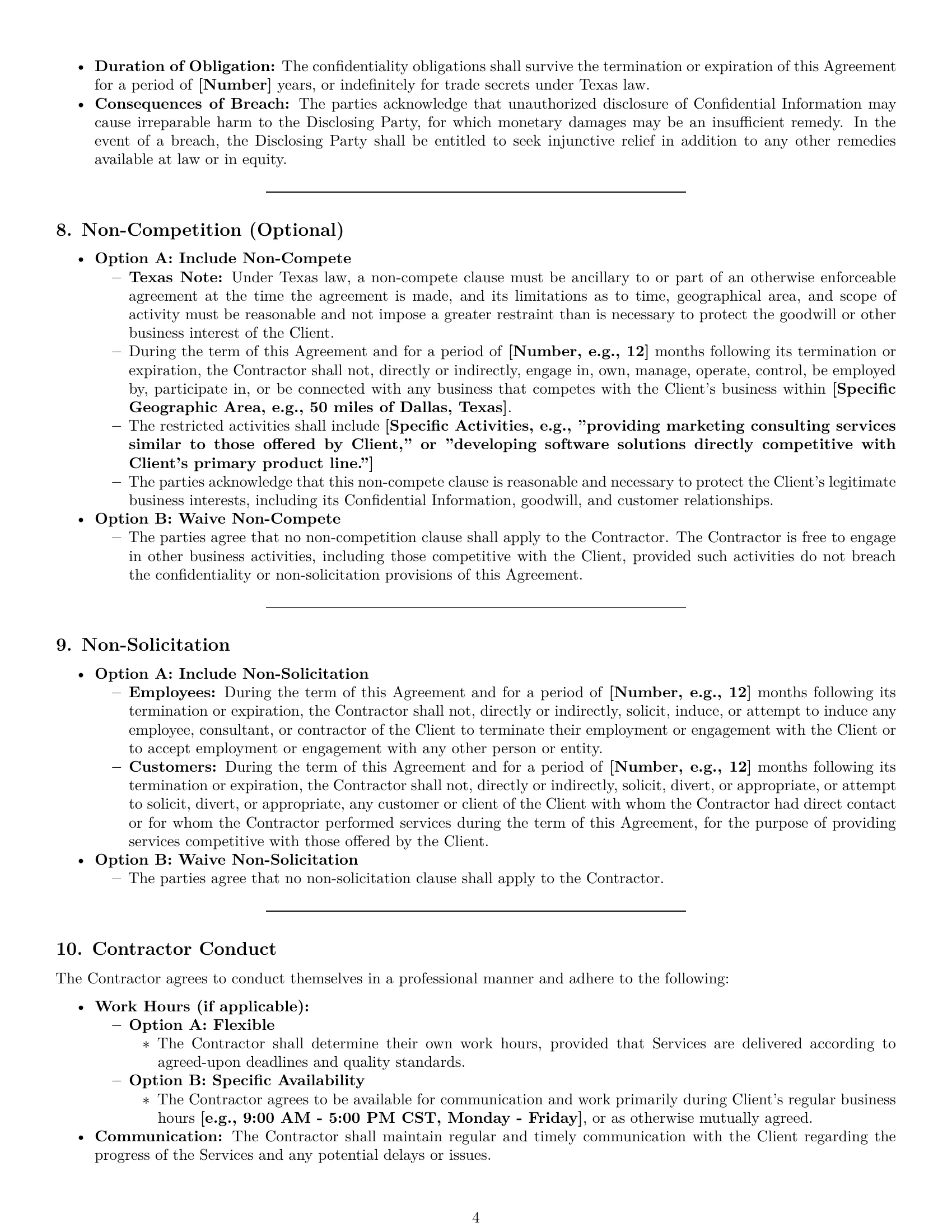 Preview page 4 of Pro Texas independent contractor agreement template