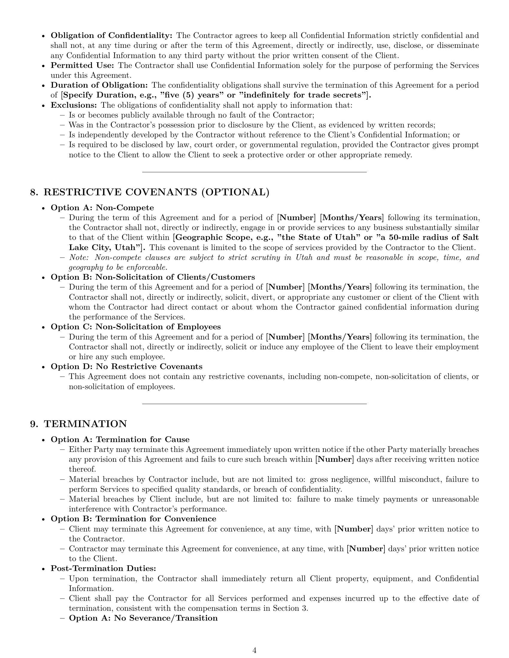 Preview page 4 of Pro Utah independent contractor agreement template