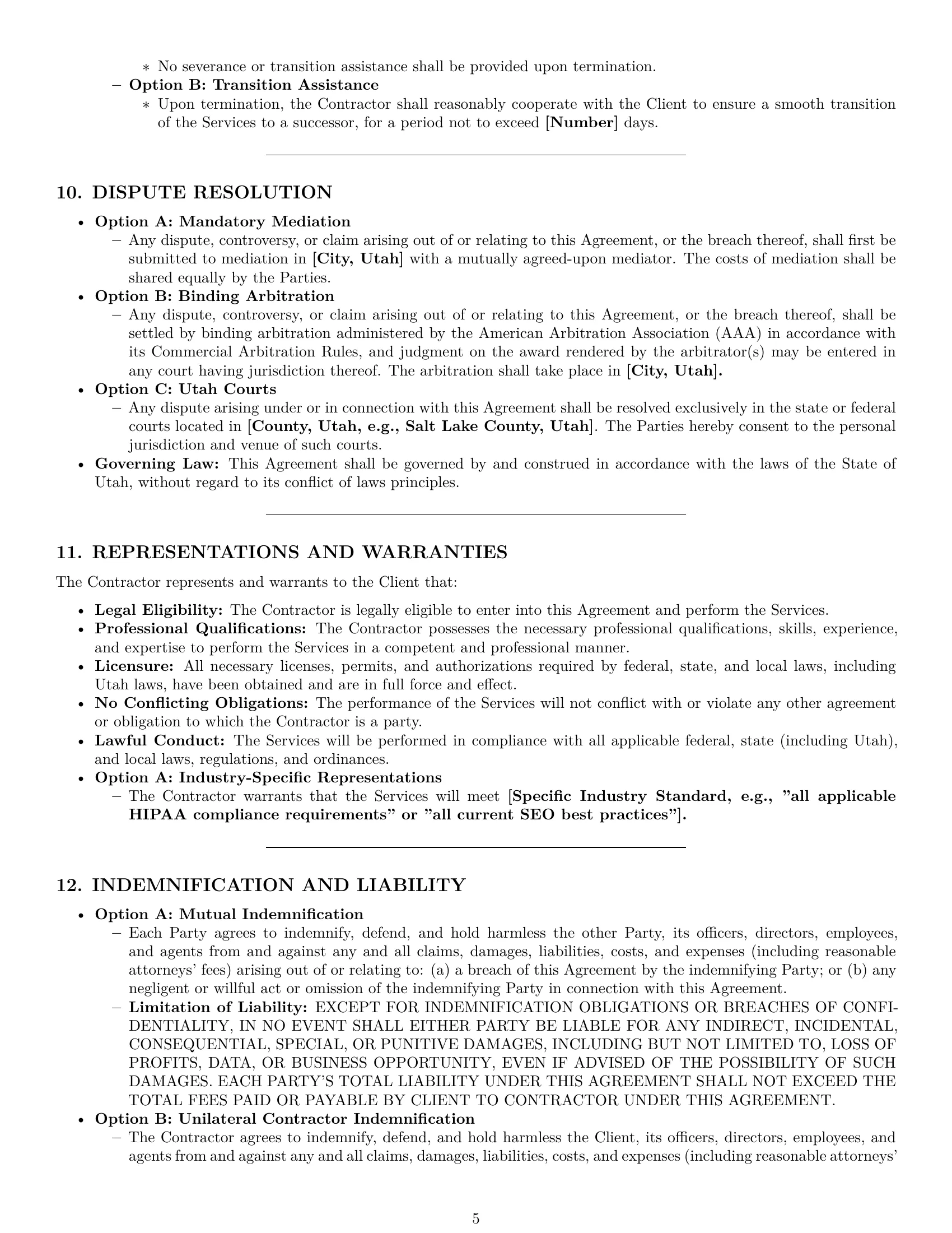 Preview page 5 of Pro Utah independent contractor agreement template