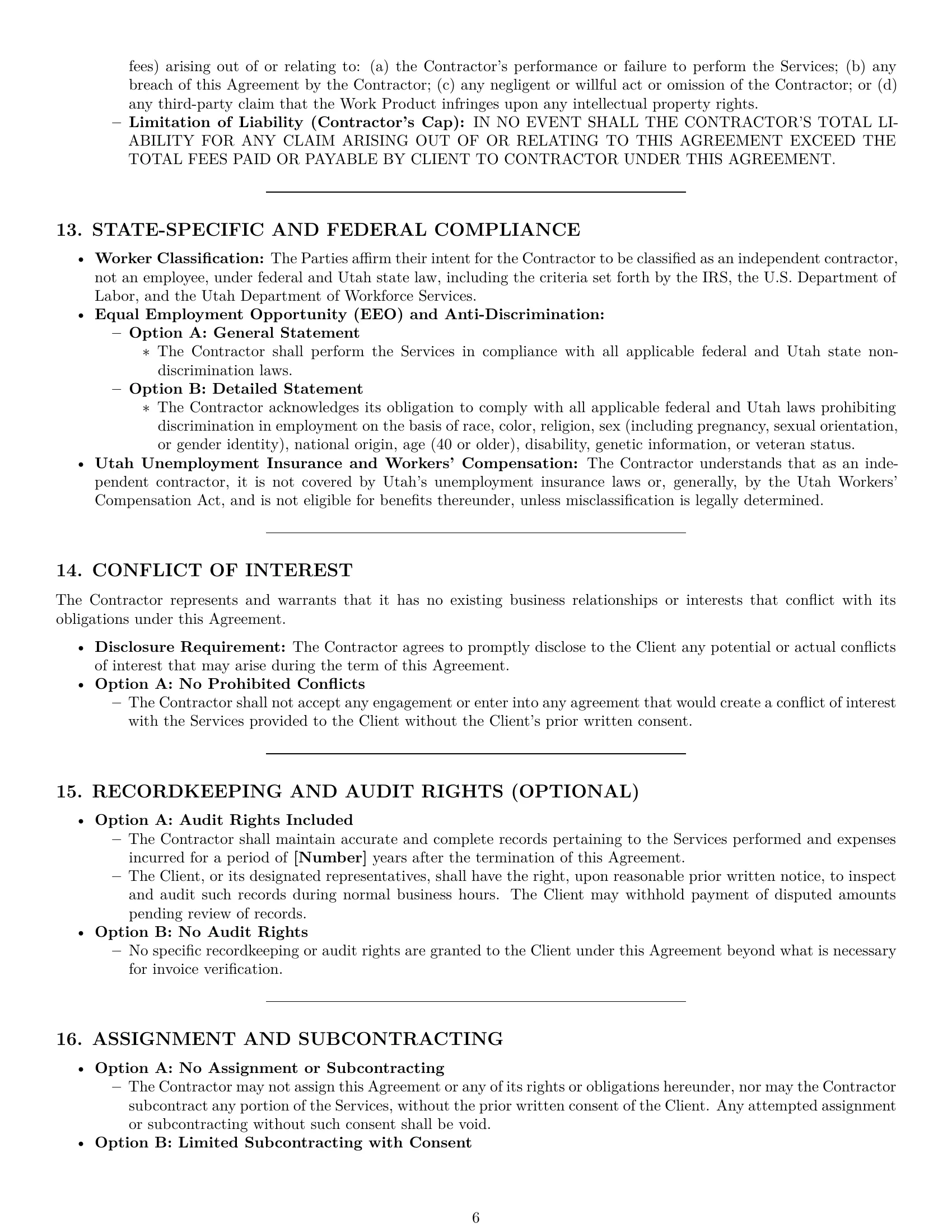 Preview page 6 of Pro Utah independent contractor agreement template