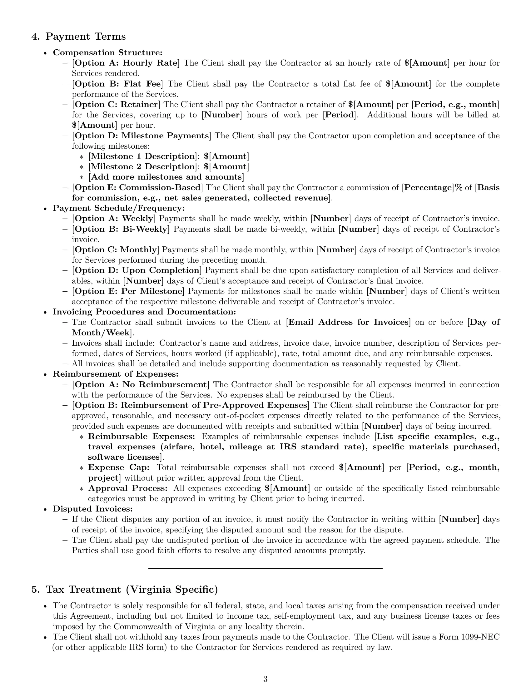 Preview page 3 of Pro Virginia independent contractor agreement template
