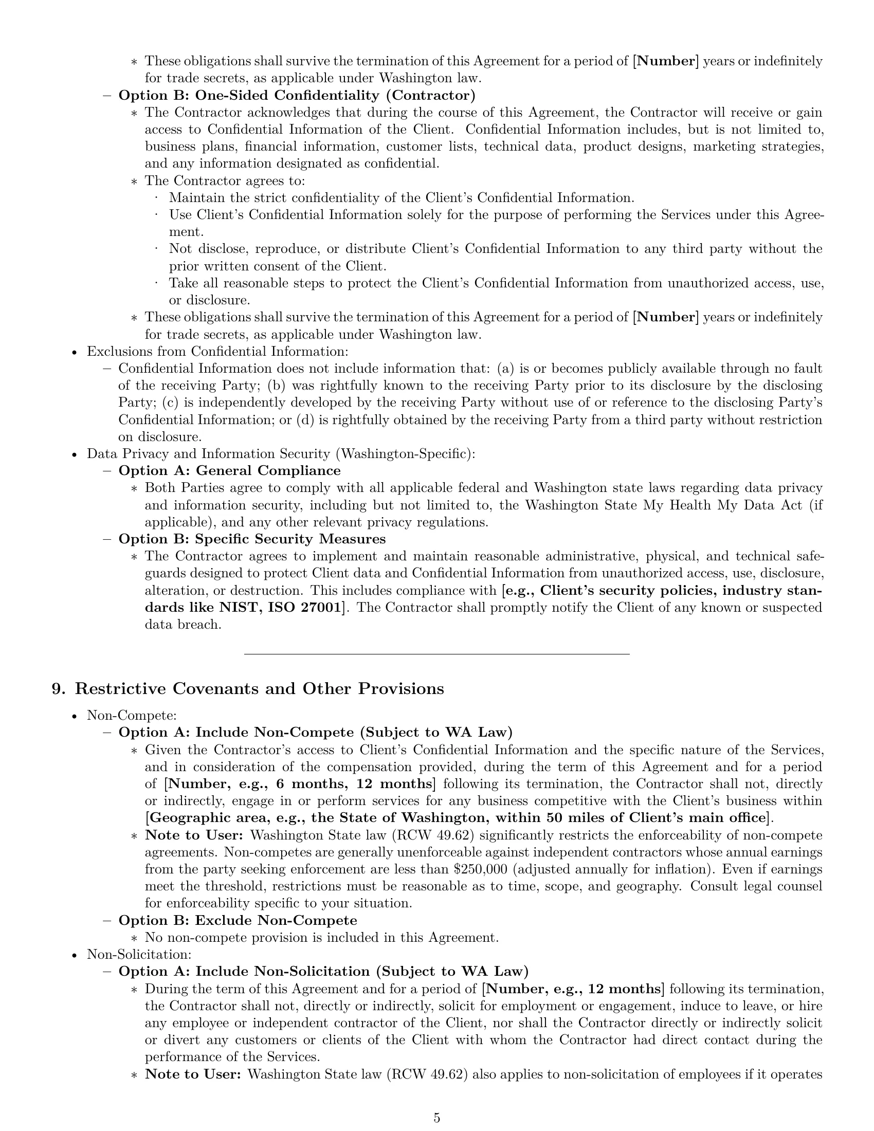 Preview page 5 of Pro Washington independent contractor agreement template