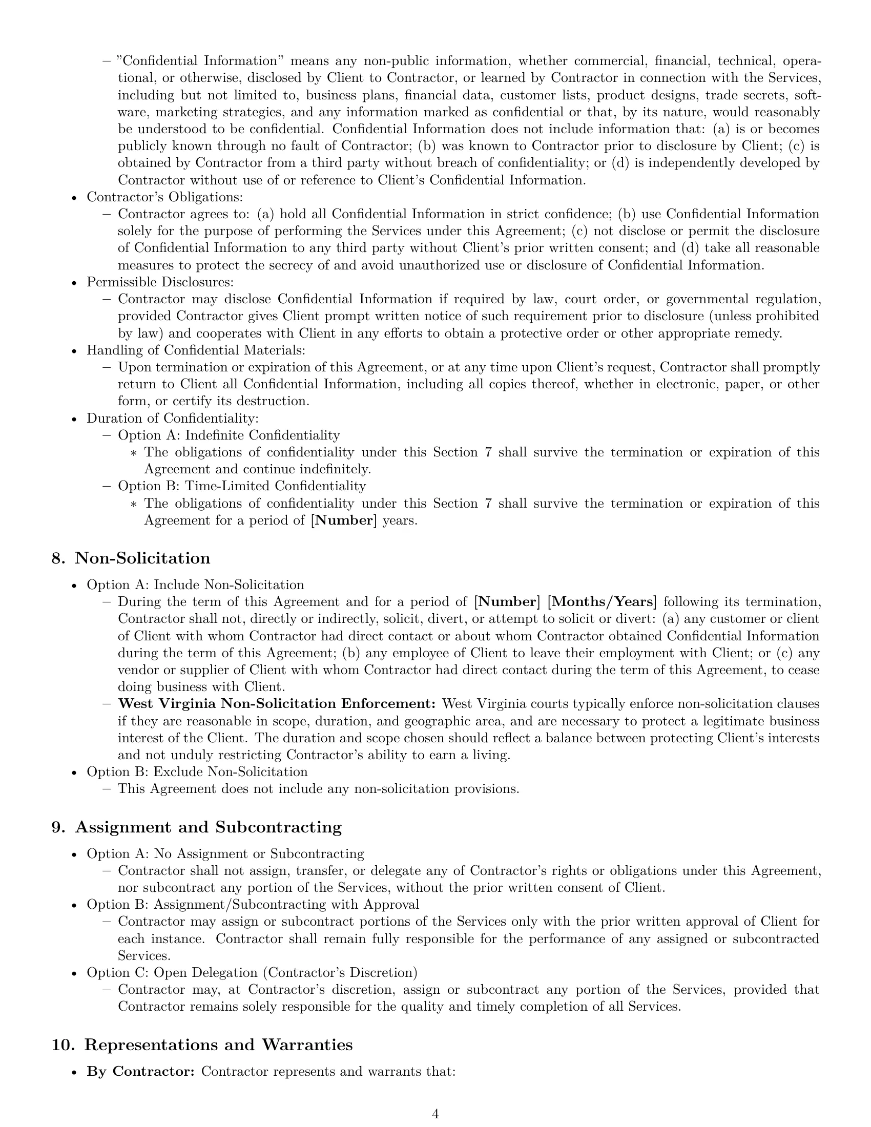 Preview page 4 of Pro West Virginia independent contractor agreement template