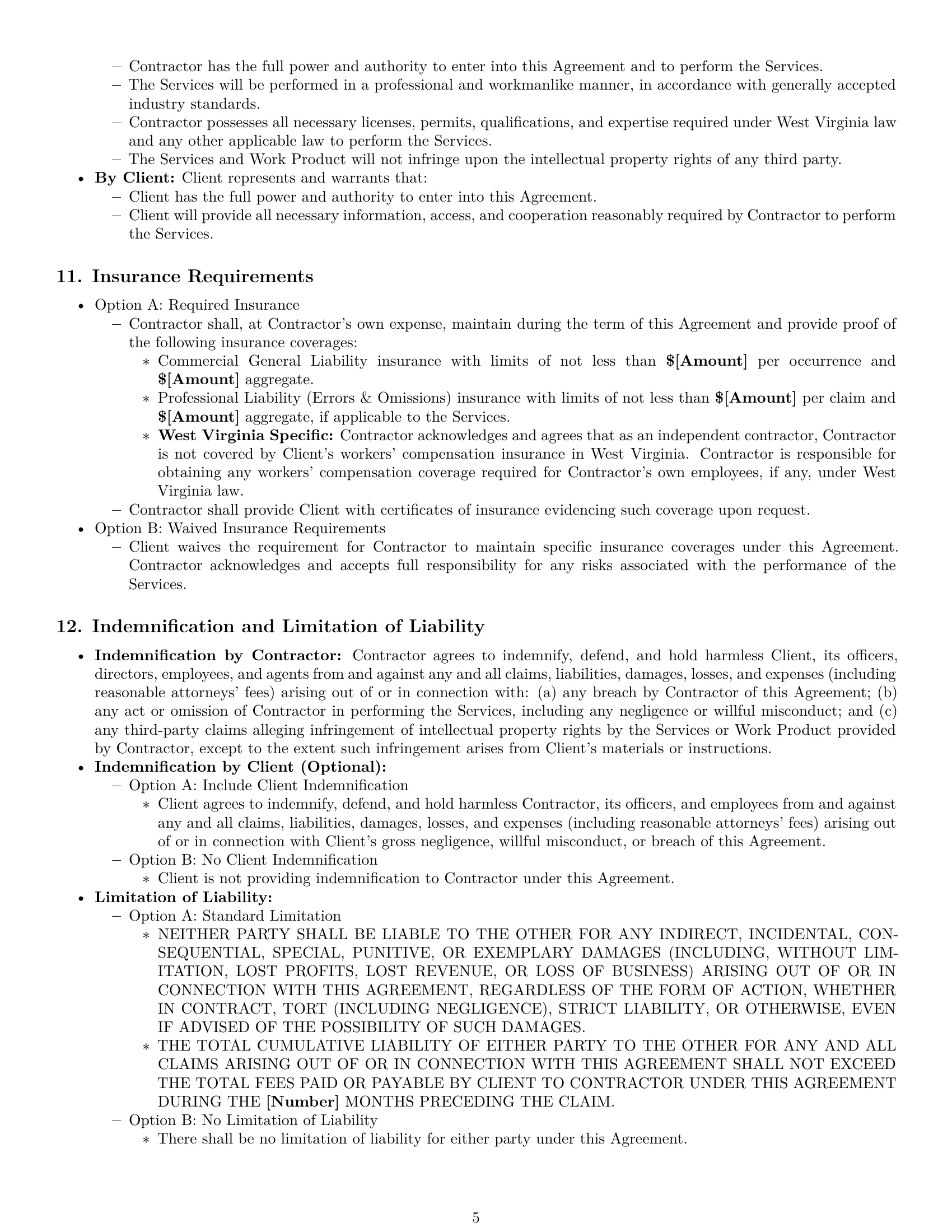 Preview page 5 of Pro West Virginia independent contractor agreement template