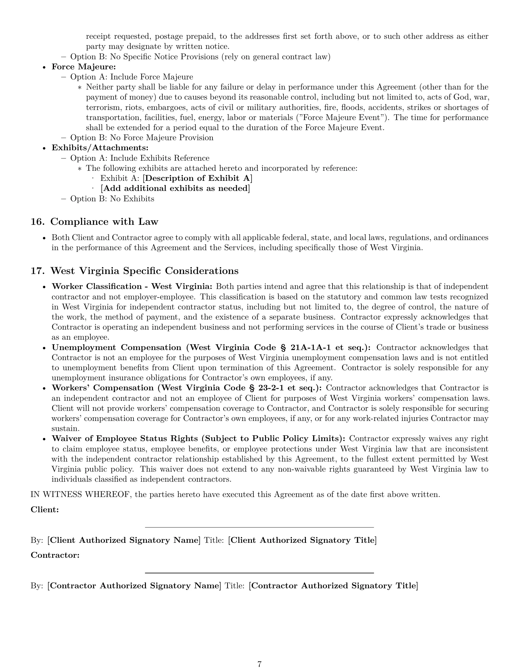 Preview page 7 of Pro West Virginia independent contractor agreement template