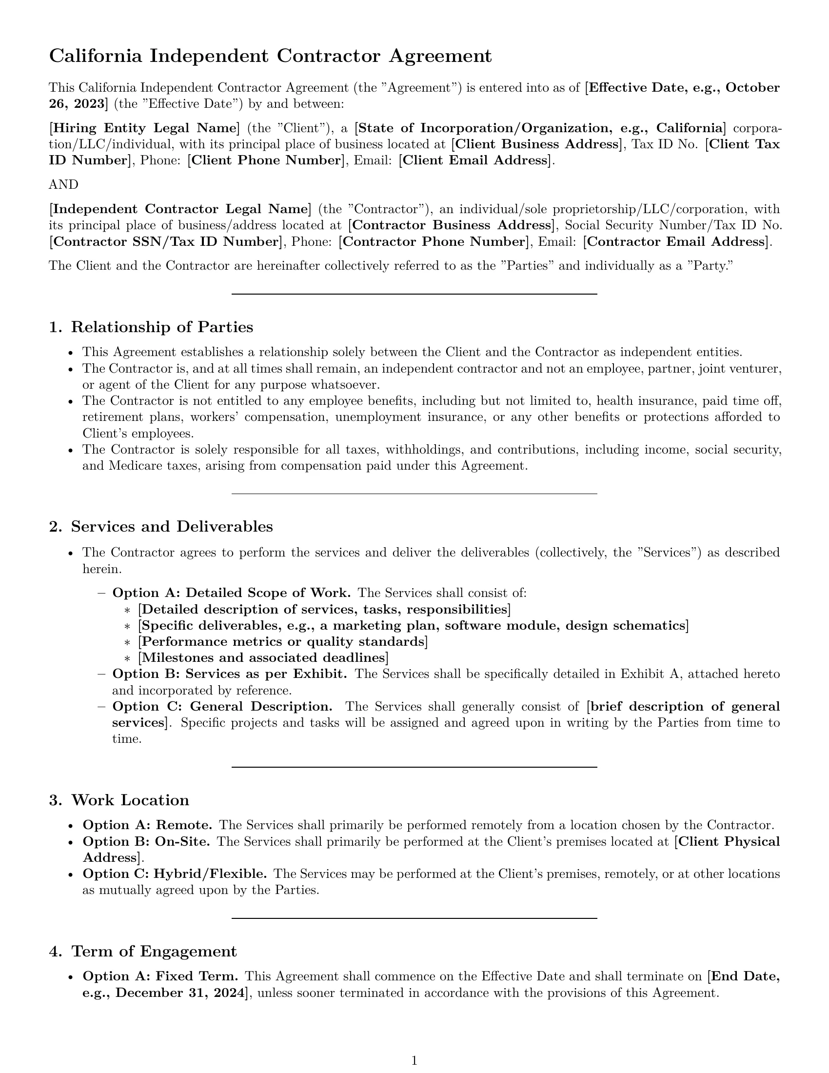 Preview page 1 of Pro California independent contractor agreement template