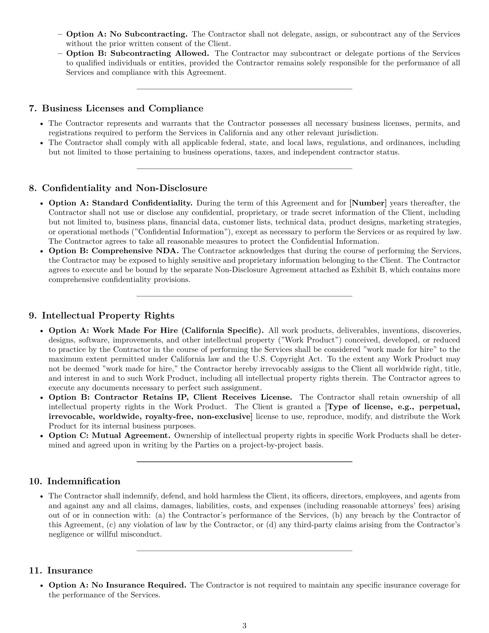 Preview page 3 of Pro California independent contractor agreement template