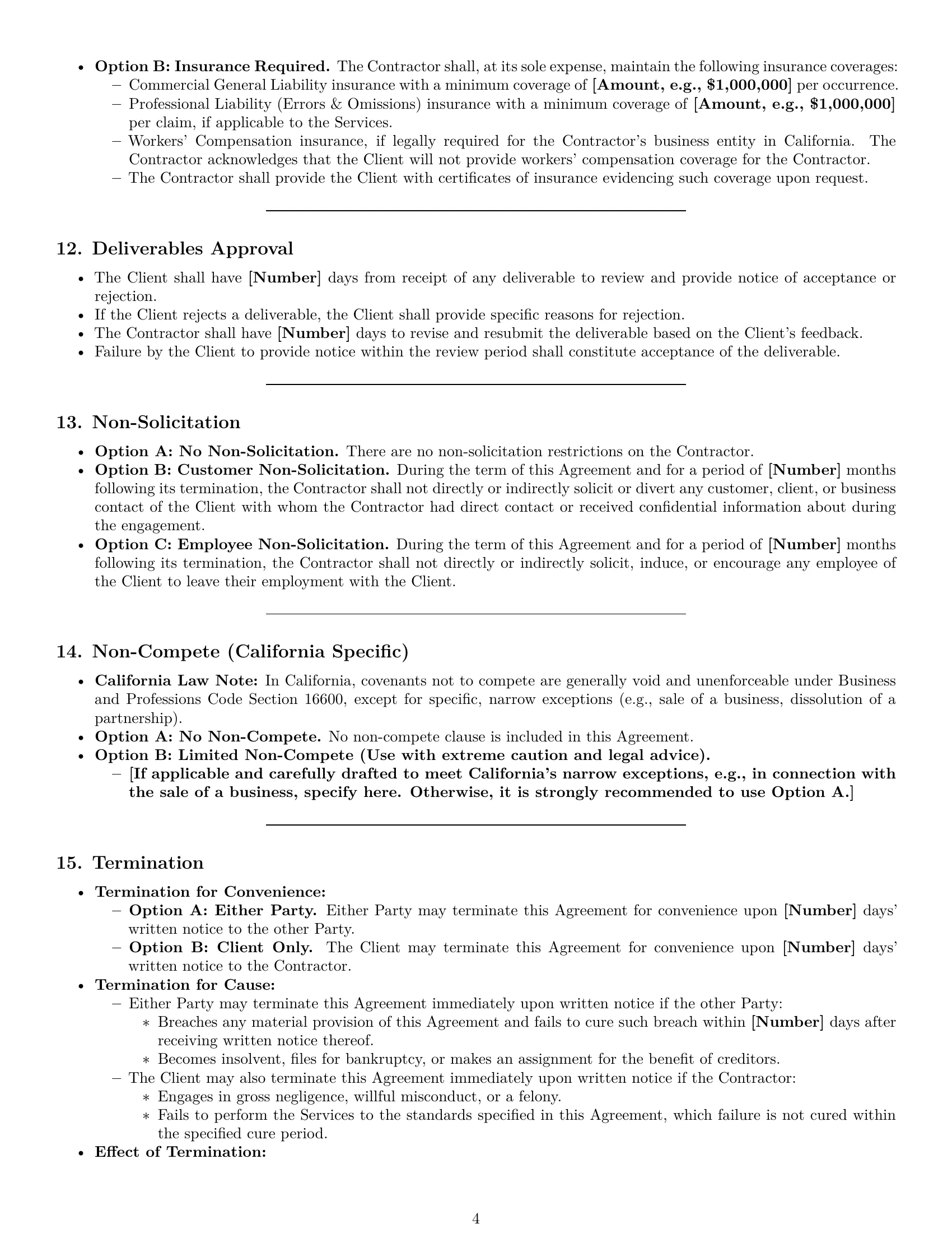 Preview page 4 of Pro California independent contractor agreement template