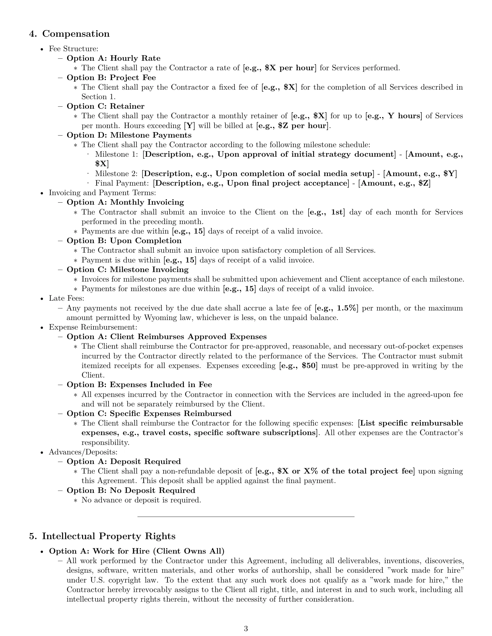 Preview page 3 of Pro Wyoming independent contractor agreement template