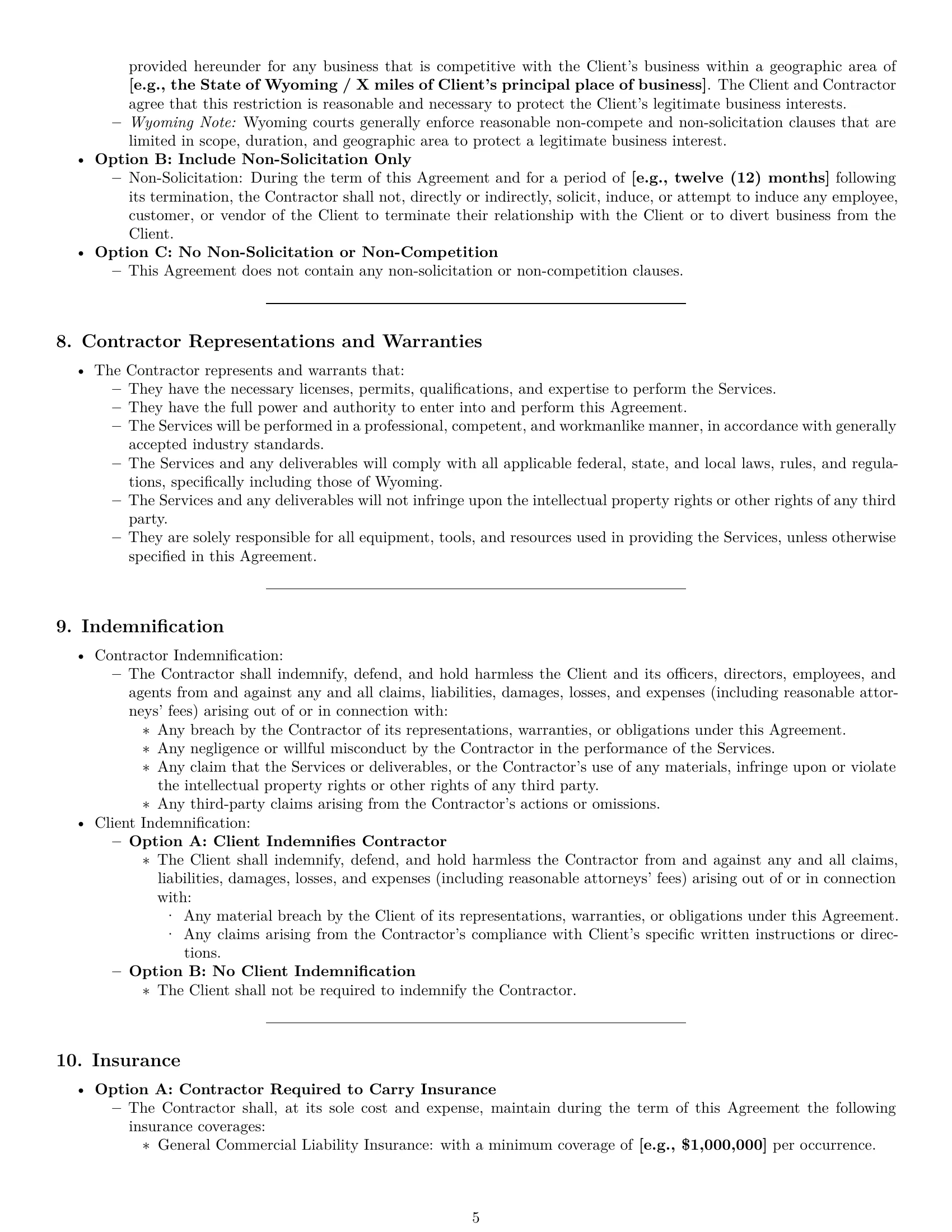 Preview page 5 of Pro Wyoming independent contractor agreement template